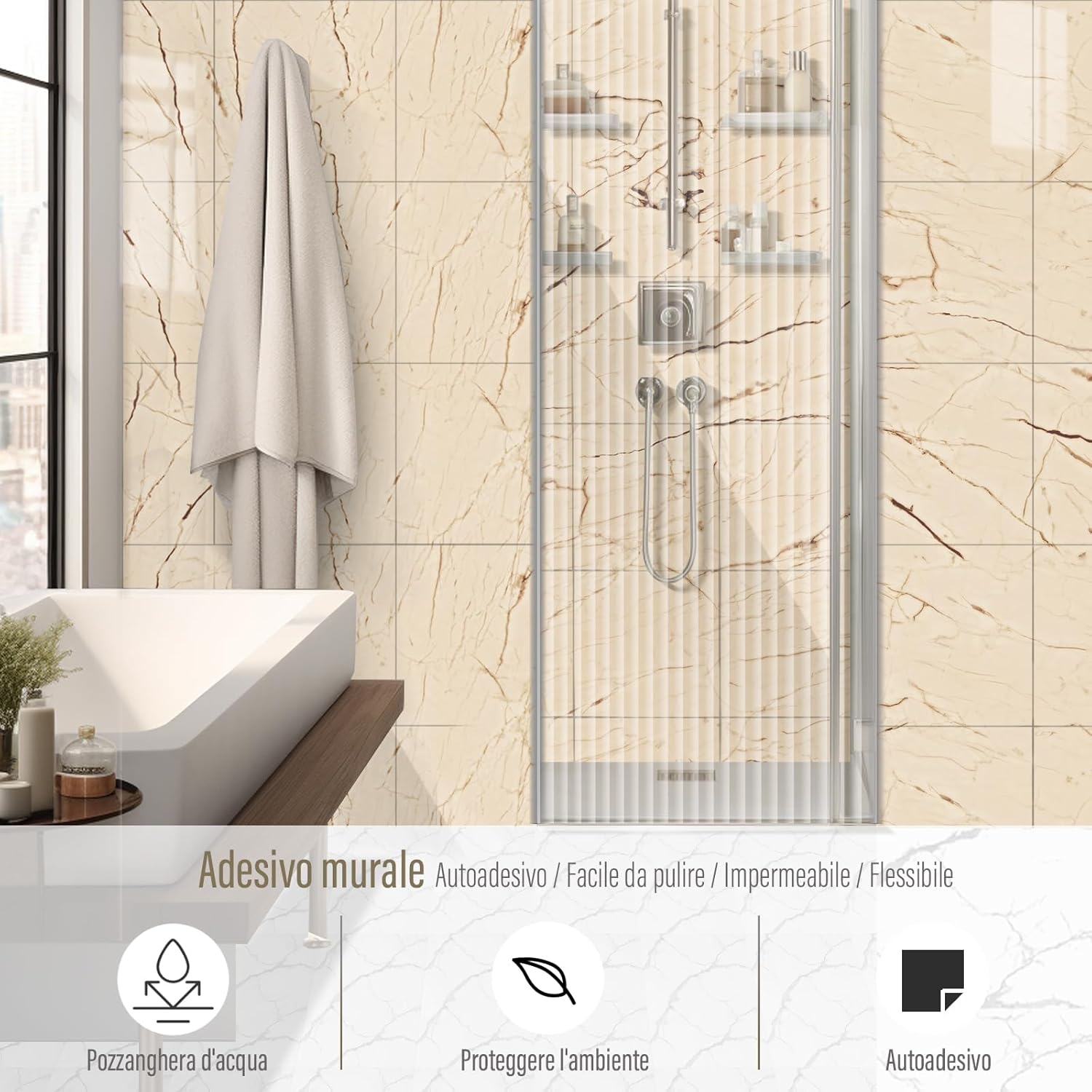 Piastrelle Autoadesive da Parete 30x30 cm (44 pezzi) - immagine 2