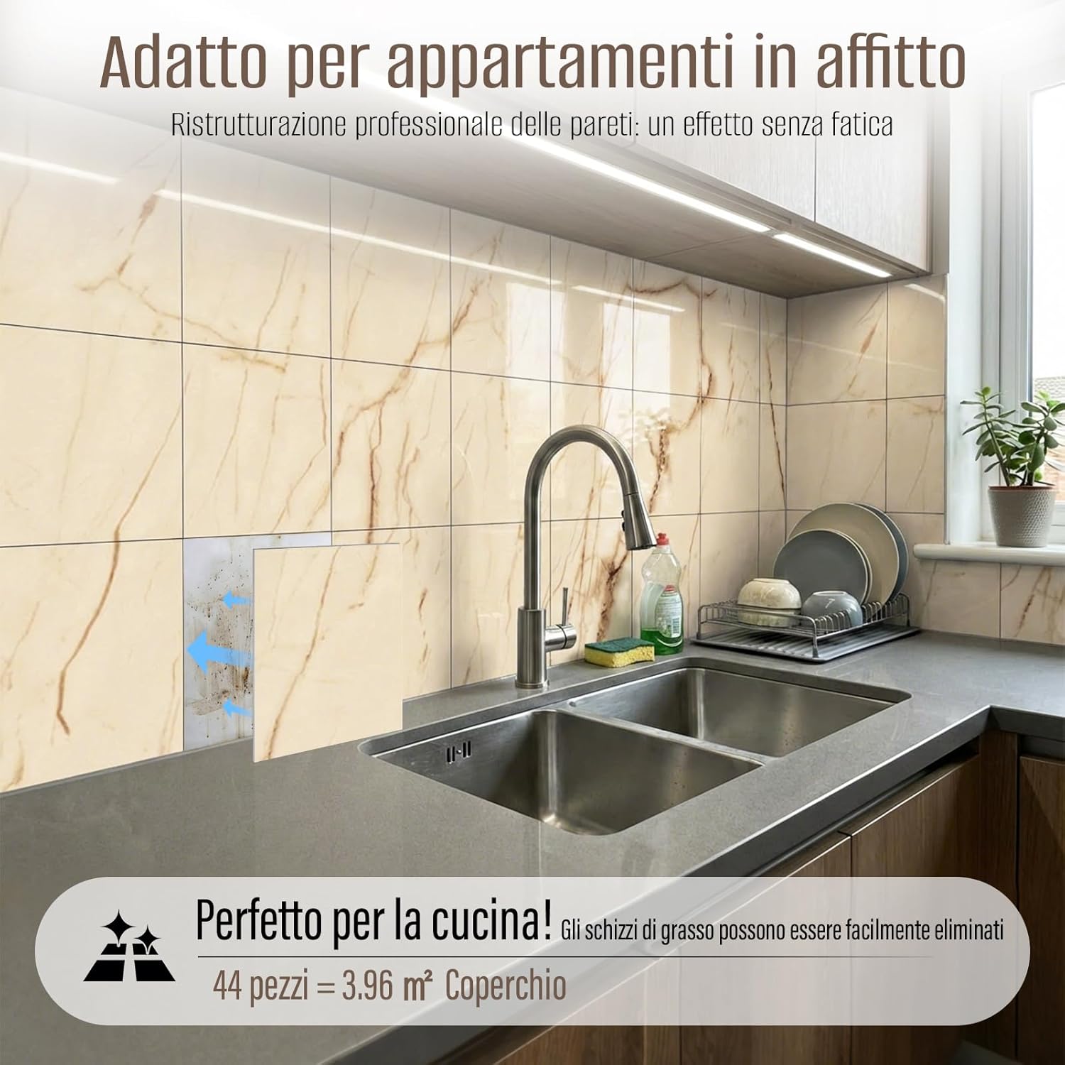 Piastrelle Autoadesive da Parete 30x30 cm (44 pezzi) - immagine 3