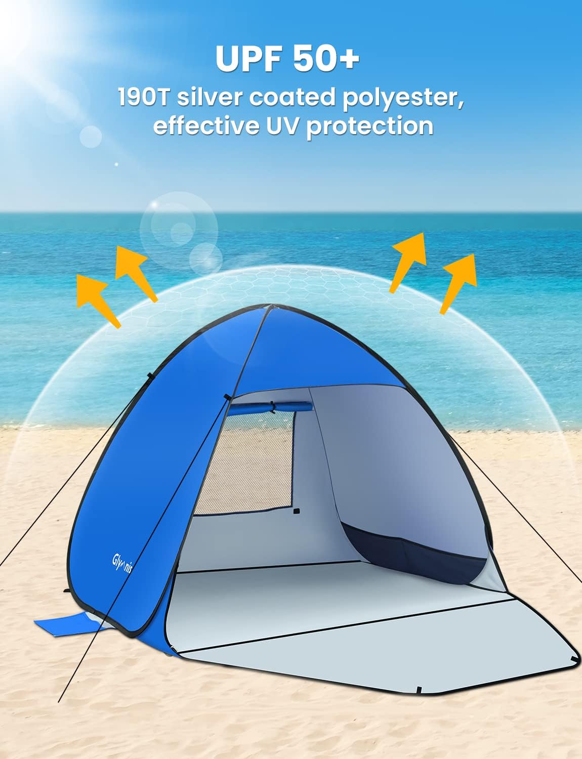 Glymnis Tenda da Spiaggia Pop-up 220x190x135cm - immagine 4