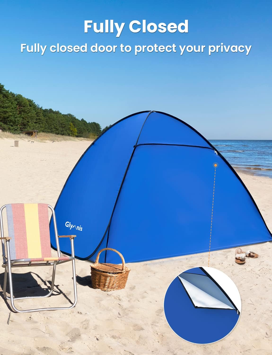 Glymnis Tenda da Spiaggia Pop-up 220x190x135cm - immagine 5