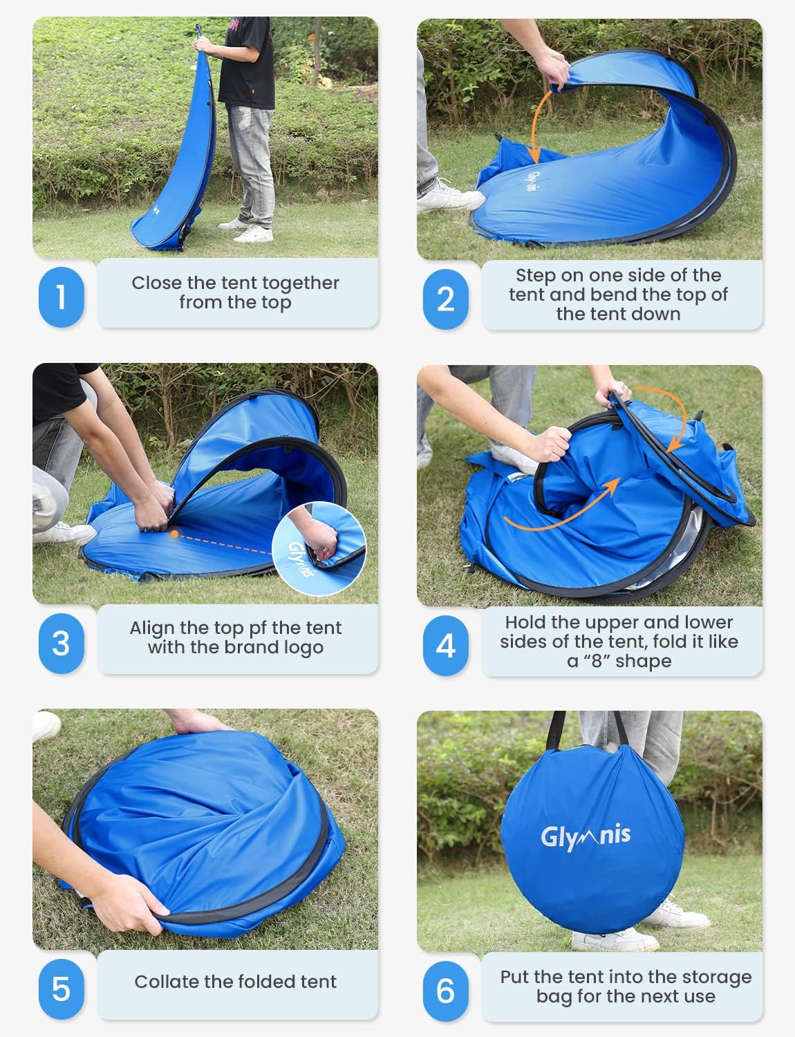 Glymnis Tenda da Spiaggia Pop-up 220x190x135cm - immagine 7