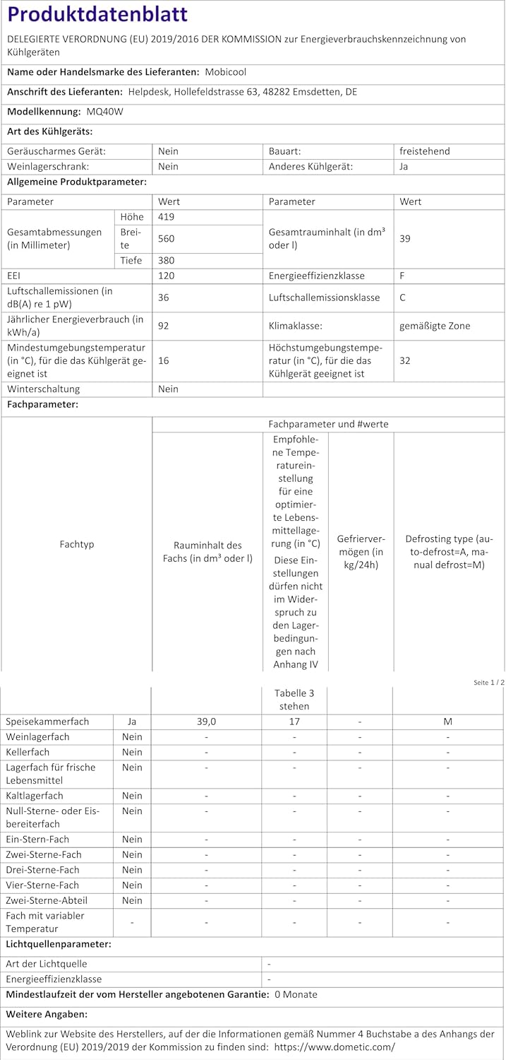 Mobicool MQ40W Frigorifero Portatile Elettrico 39L - immagine 12