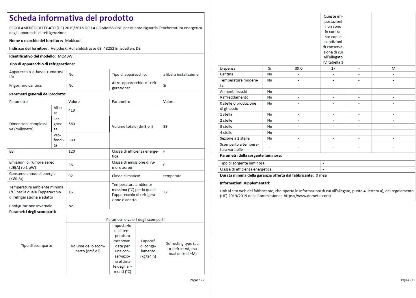 Mobicool MQ40W Frigorifero Portatile Elettrico 39L - immagine 16
