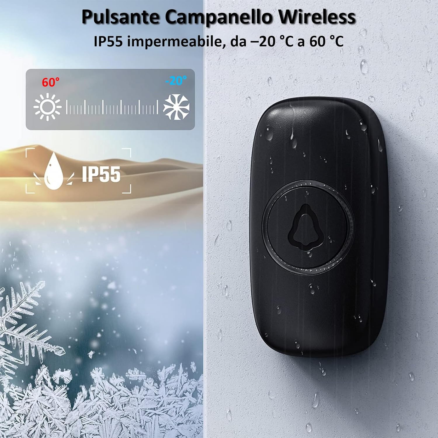 SECRUI Campanello Senza Fili da Esterno 300m, Nero - immagine 3