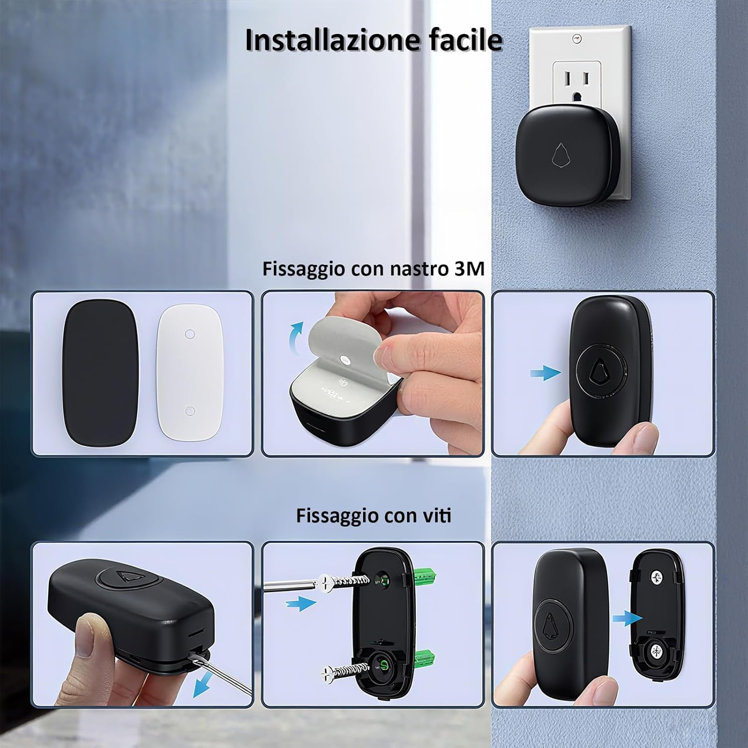 SECRUI Campanello Senza Fili da Esterno 300m, Nero - immagine 6