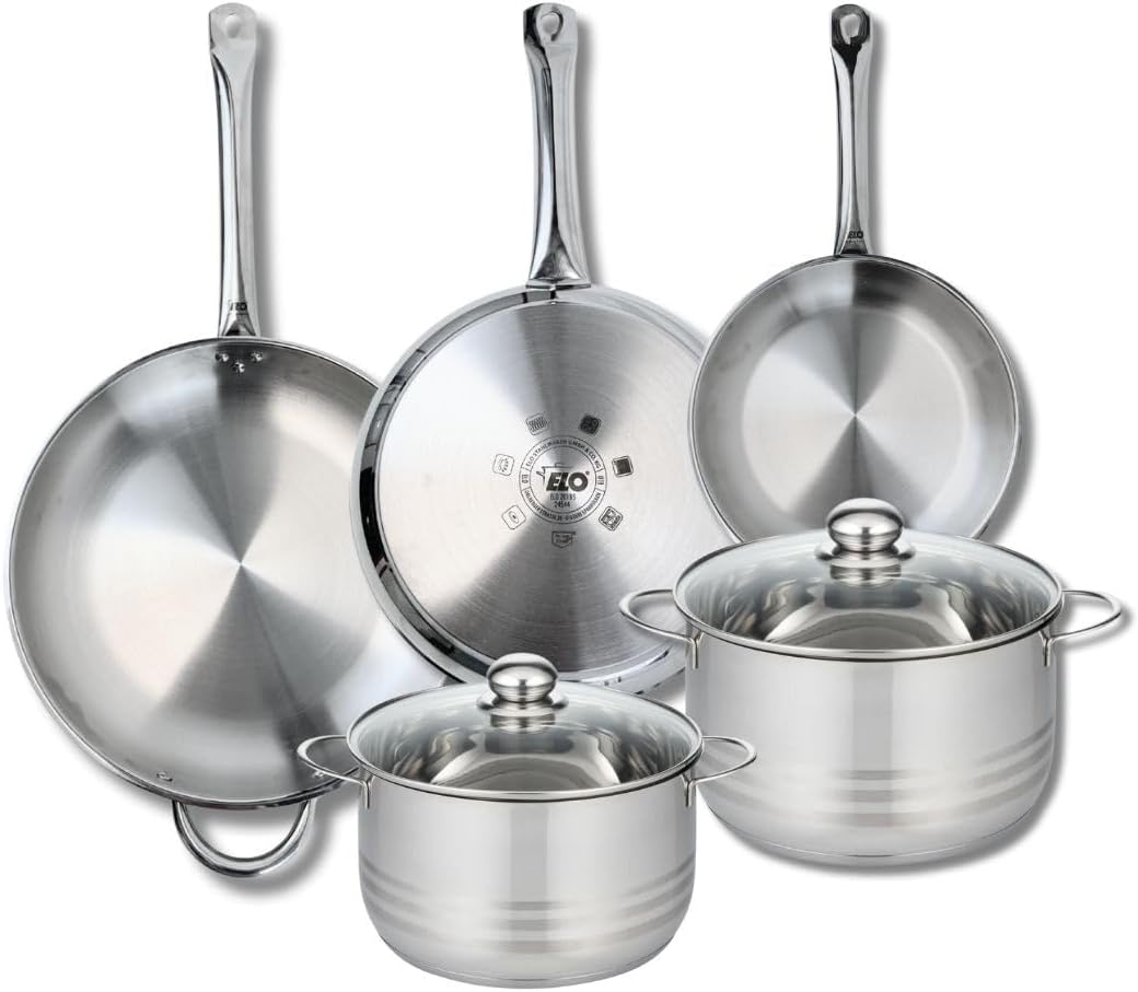 ELO 9885950 - Set 3 Padelle e 2 Pentole Acciaio Inox - immagine 1