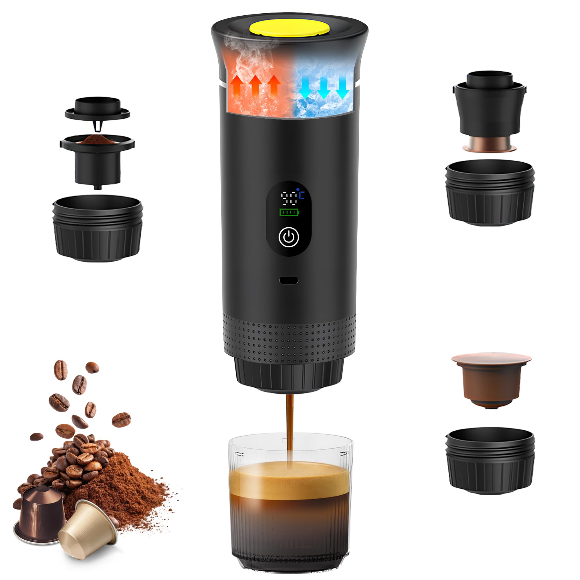 Macchina da Caffè Portatile 3 in 1 con Schermo Digitale