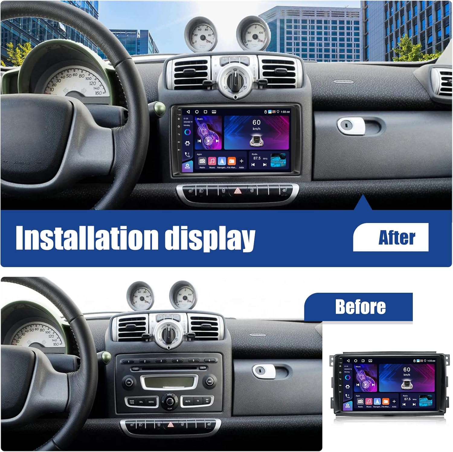 Sixwin Android 13 Autoradio 9" per Mercedes Smart Fortwo - immagine 2