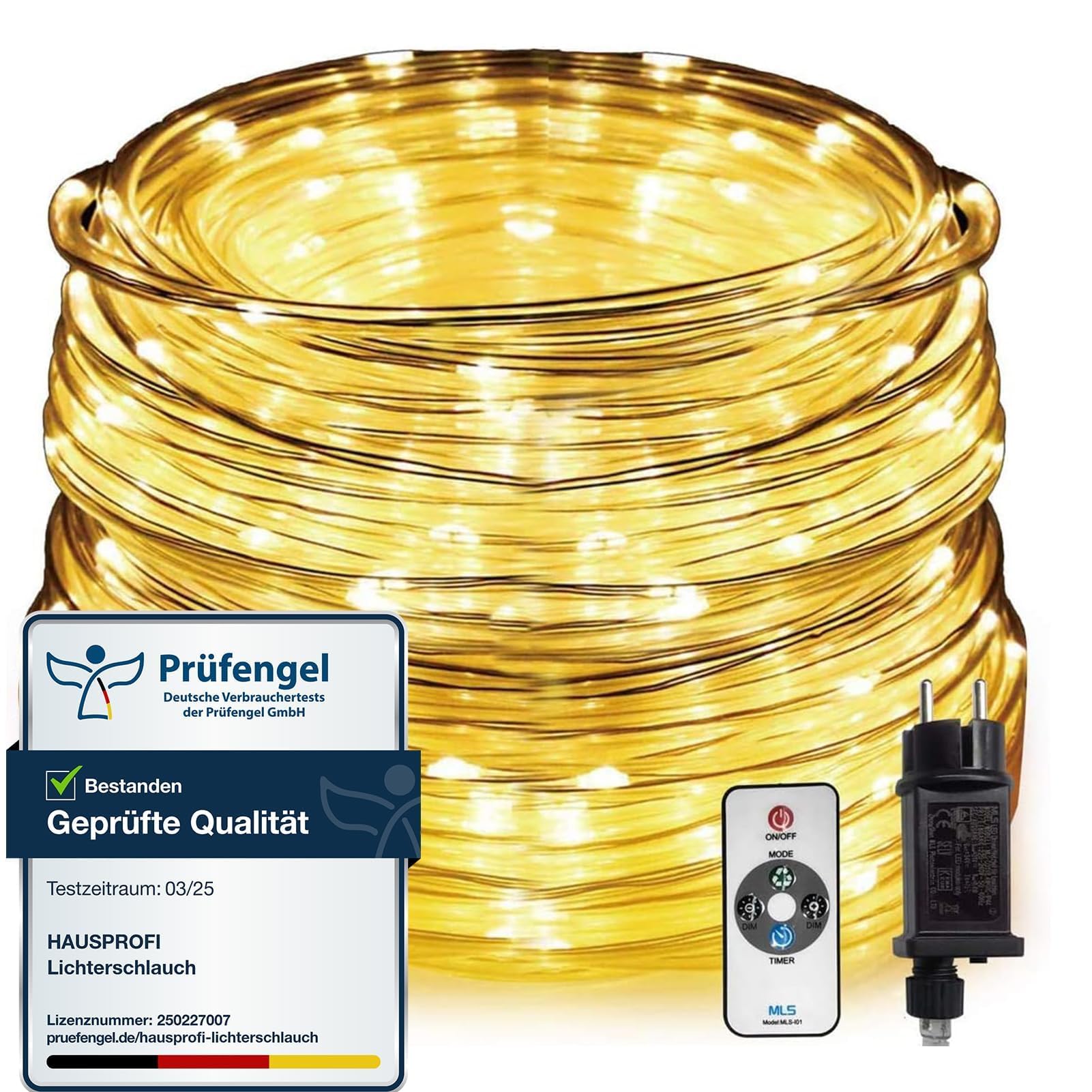 Hausprofi Tubo Luminoso 30m 600 LED, Bianco Caldo