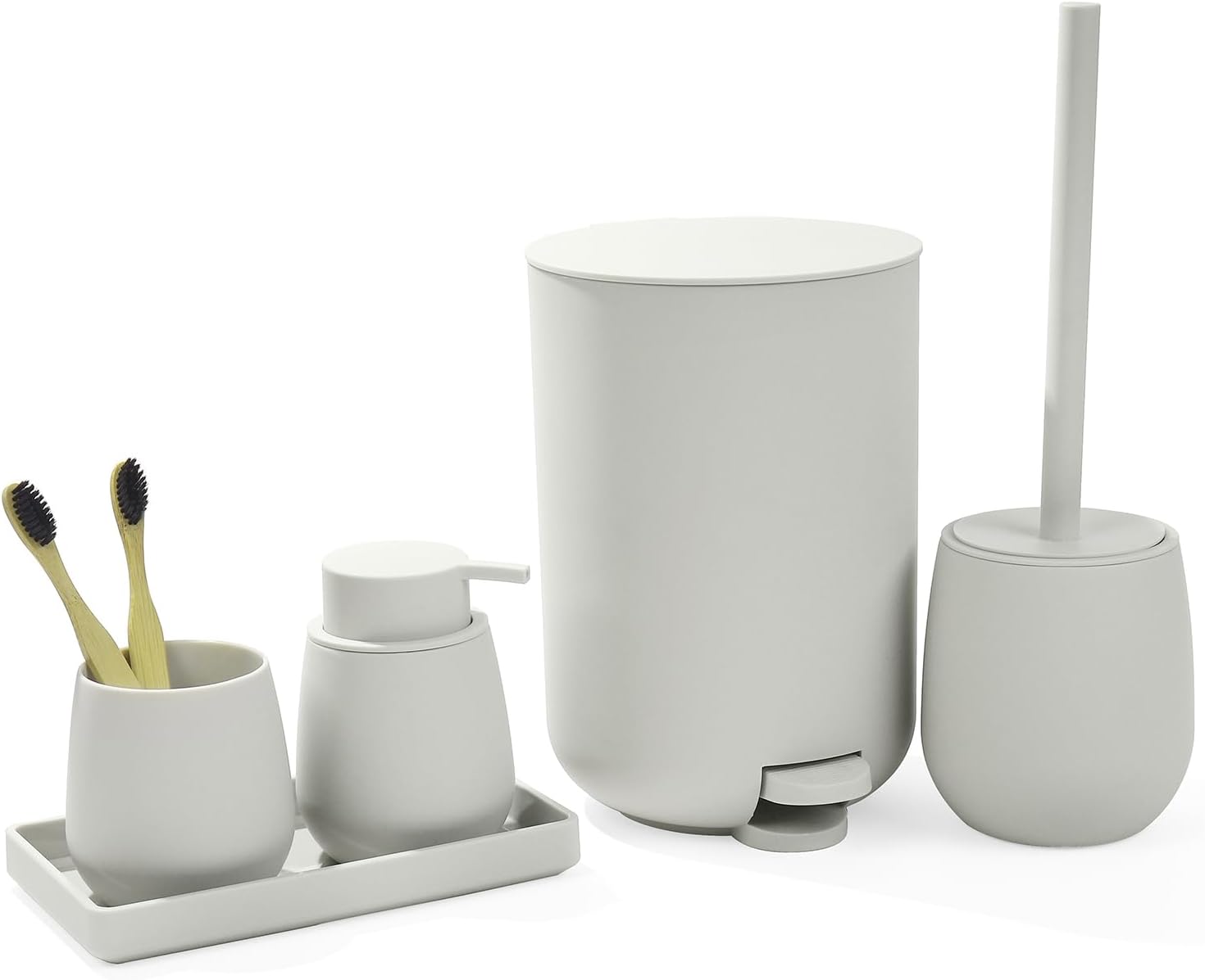 Set Bagno Accessori Completo Beige Moderno - immagine 1