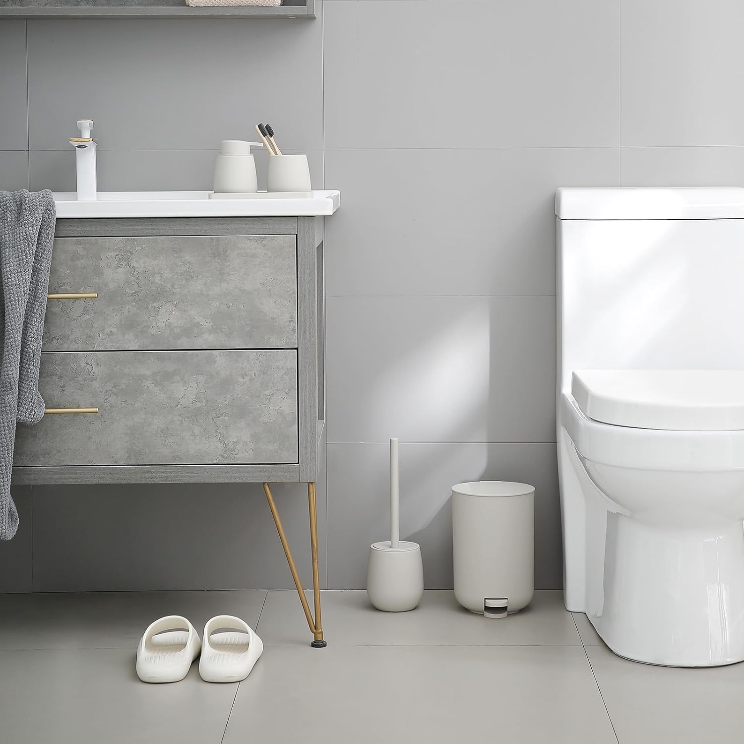 Set Bagno Accessori Completo Beige Moderno - immagine 6