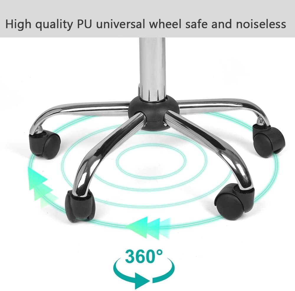 Mingone Sgabello con Ruote e Schienale, Nero - immagine 4