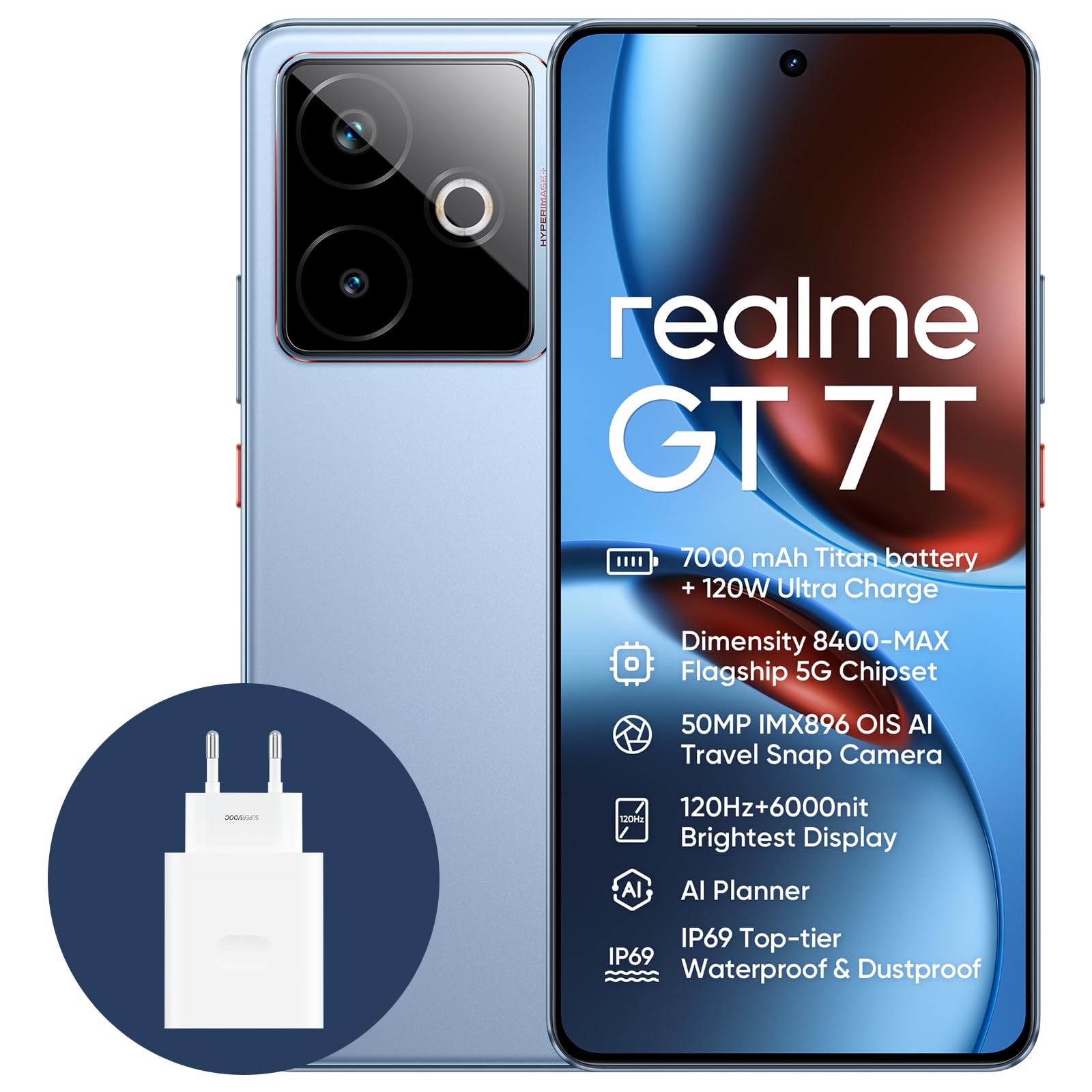 Realme GT 7T 5G Smartphone 12+256GB Blu