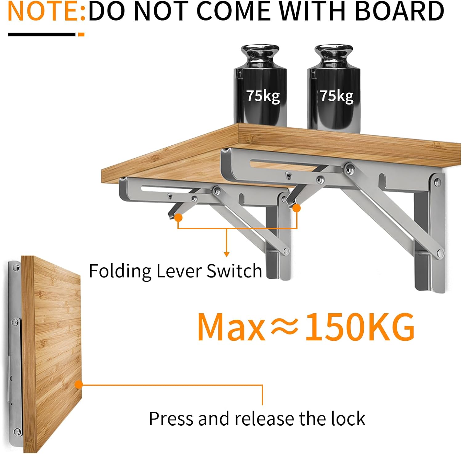 Staffe per Mensole Pieghevoli 500mm (2 Pezzi) - immagine 3