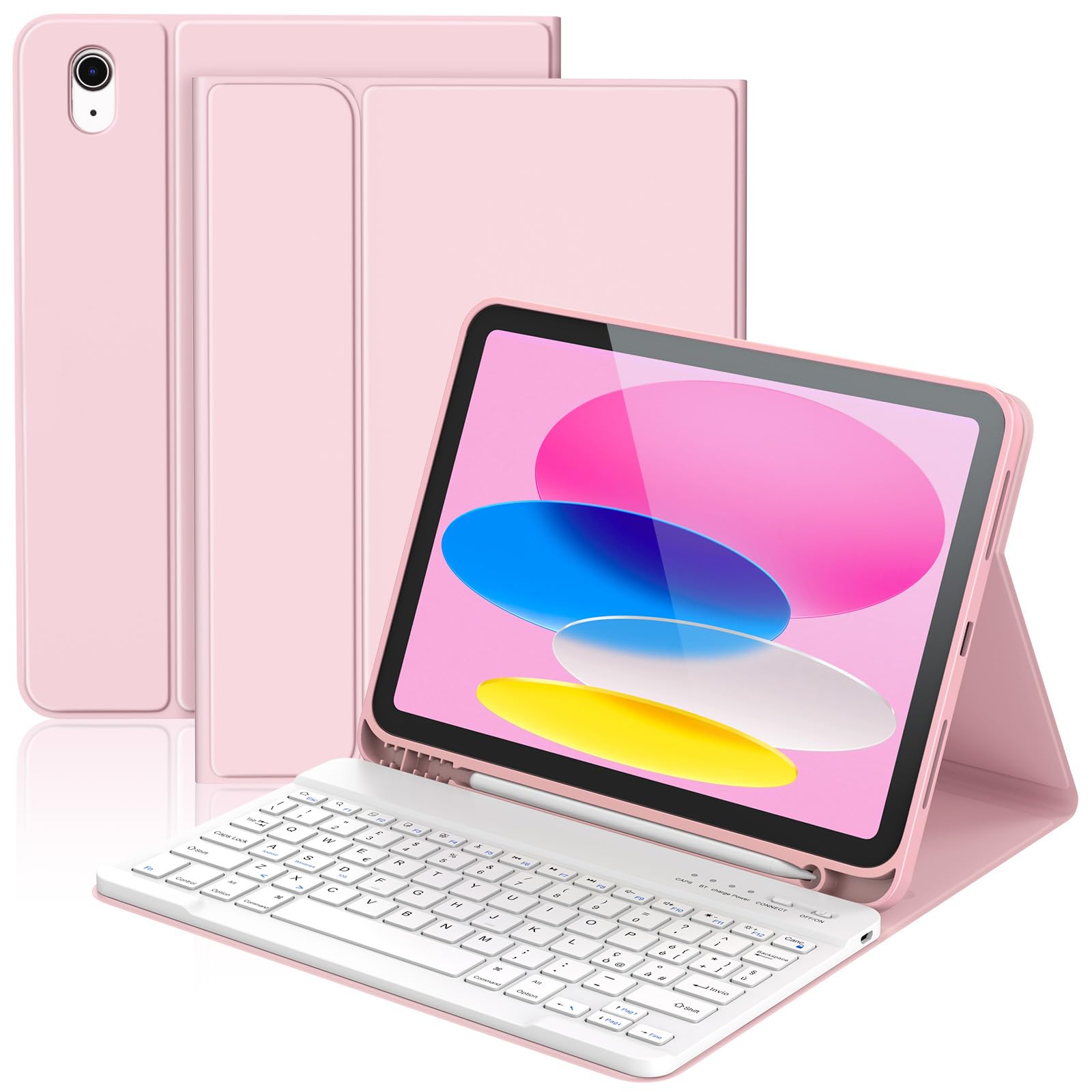 Kbcase Custodia Tastiera per iPad 11/10 Gen, Rosa