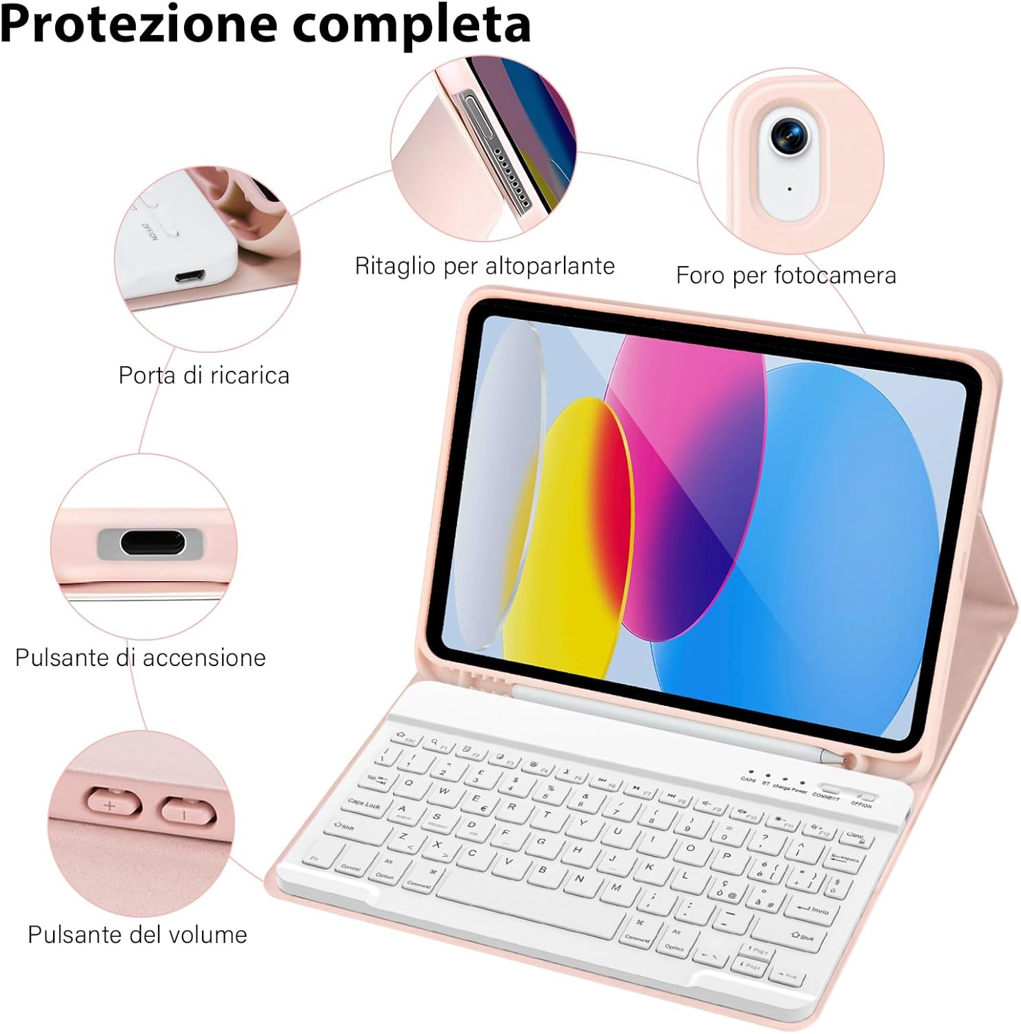 Kbcase Custodia Tastiera per iPad 11/10 Gen, Rosa - immagine 6