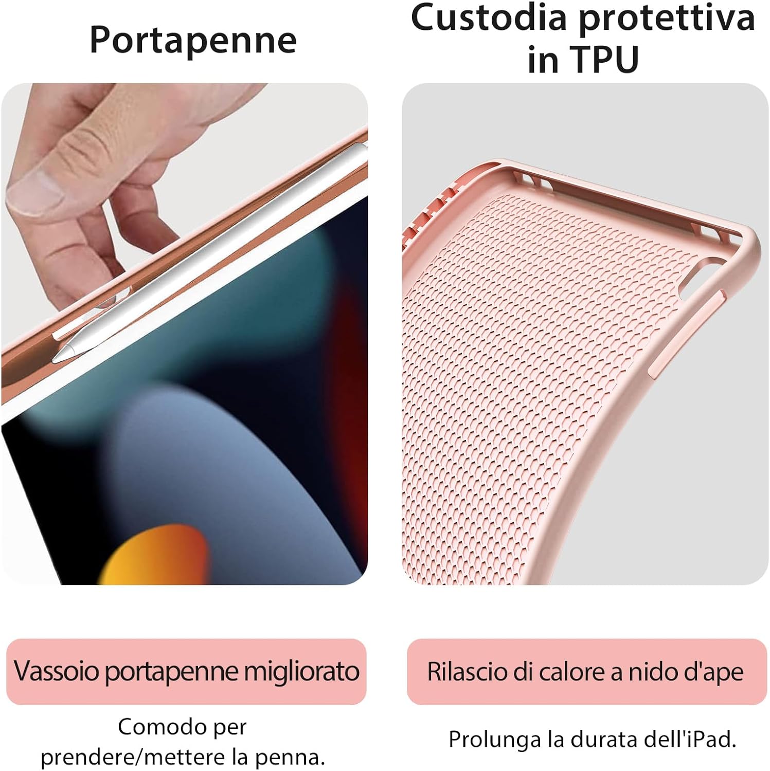 Kbcase Custodia Tastiera per iPad 11/10 Gen, Rosa - immagine 7