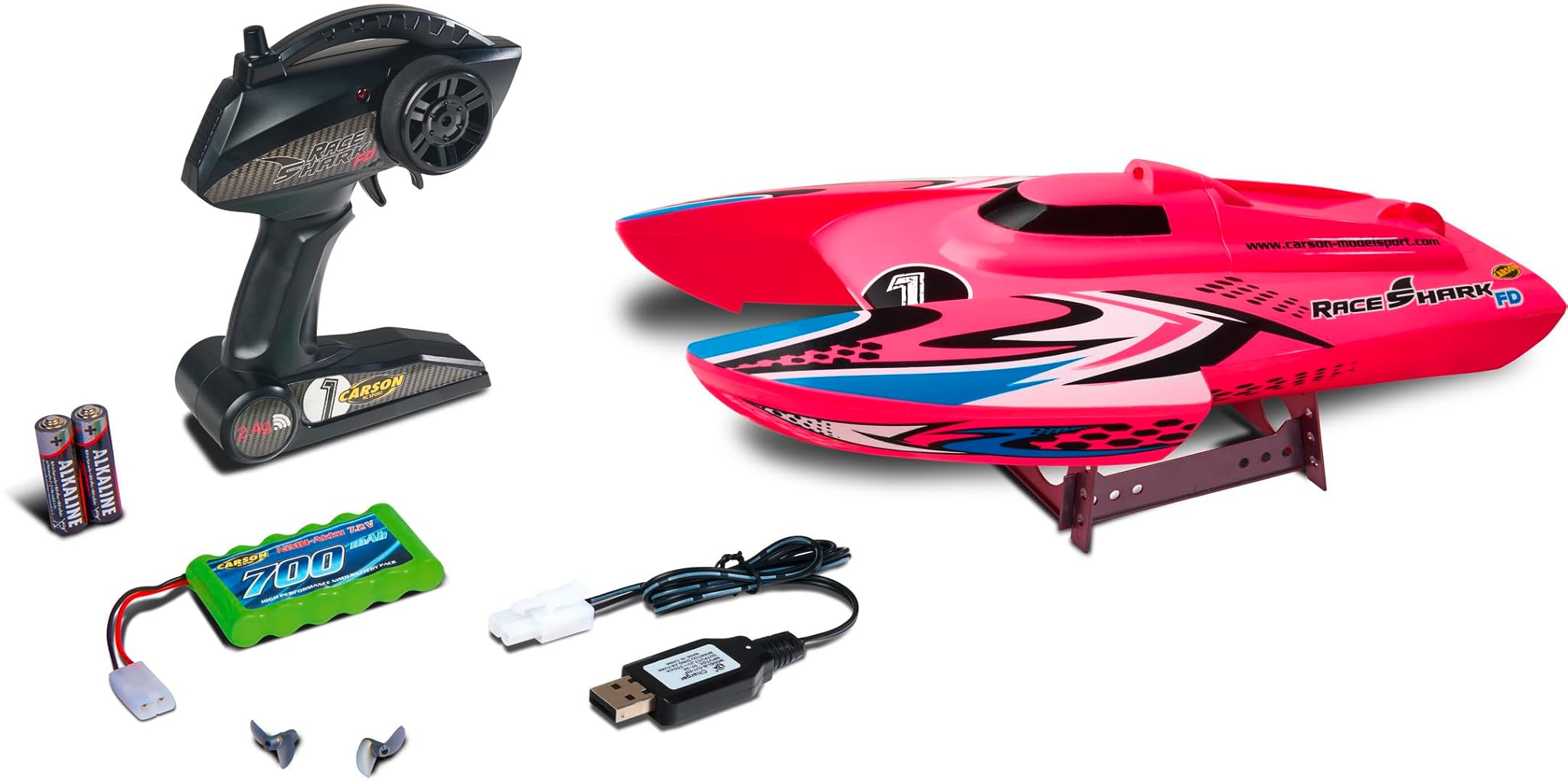 CARSON 500108037 Race Shark FD 2.4G RTR, Rosa