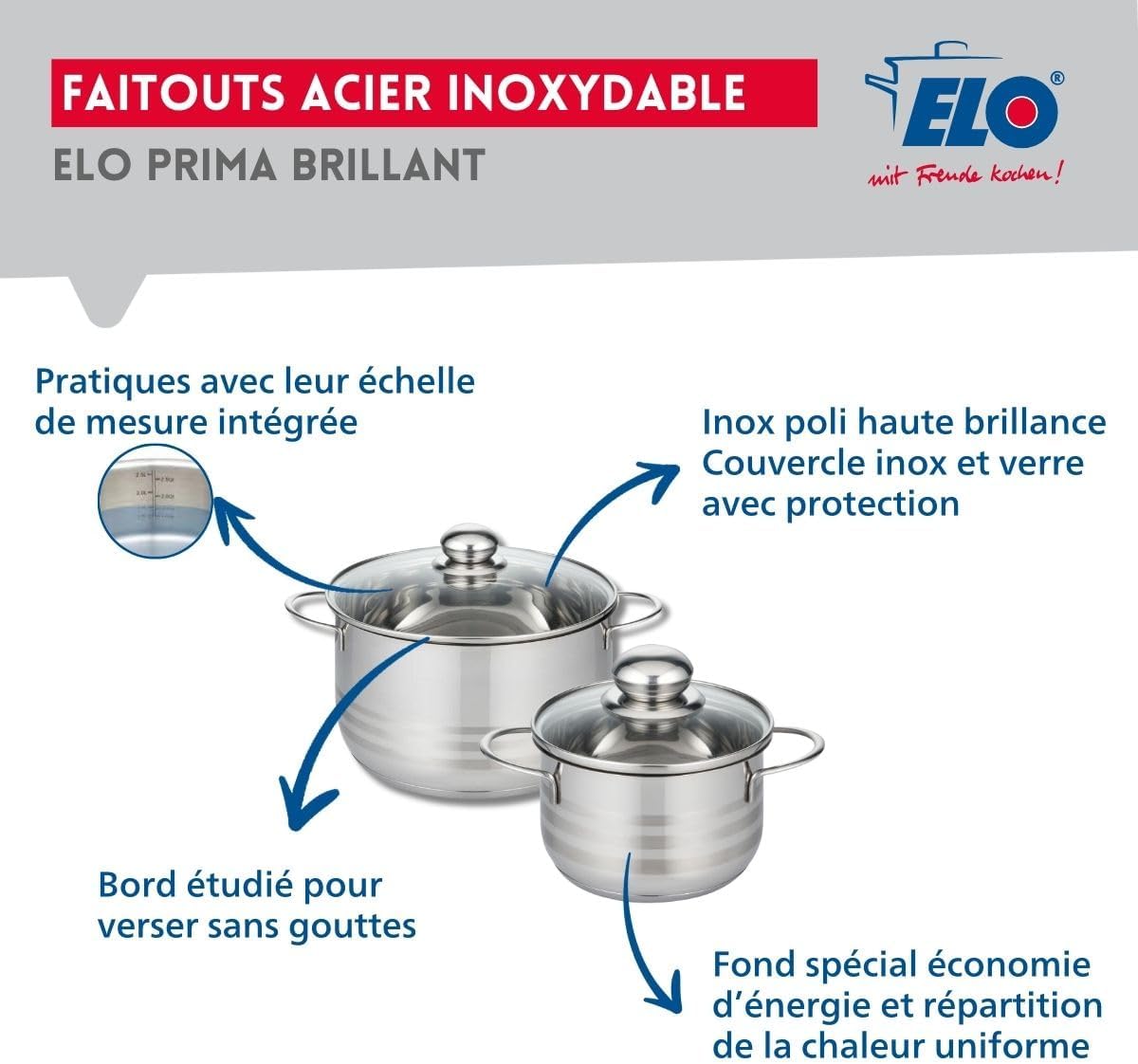 ELO 9885550 - Set 3 Padelle 24, 28, 32cm e 2 Padelle 14, 20cm - immagine 3