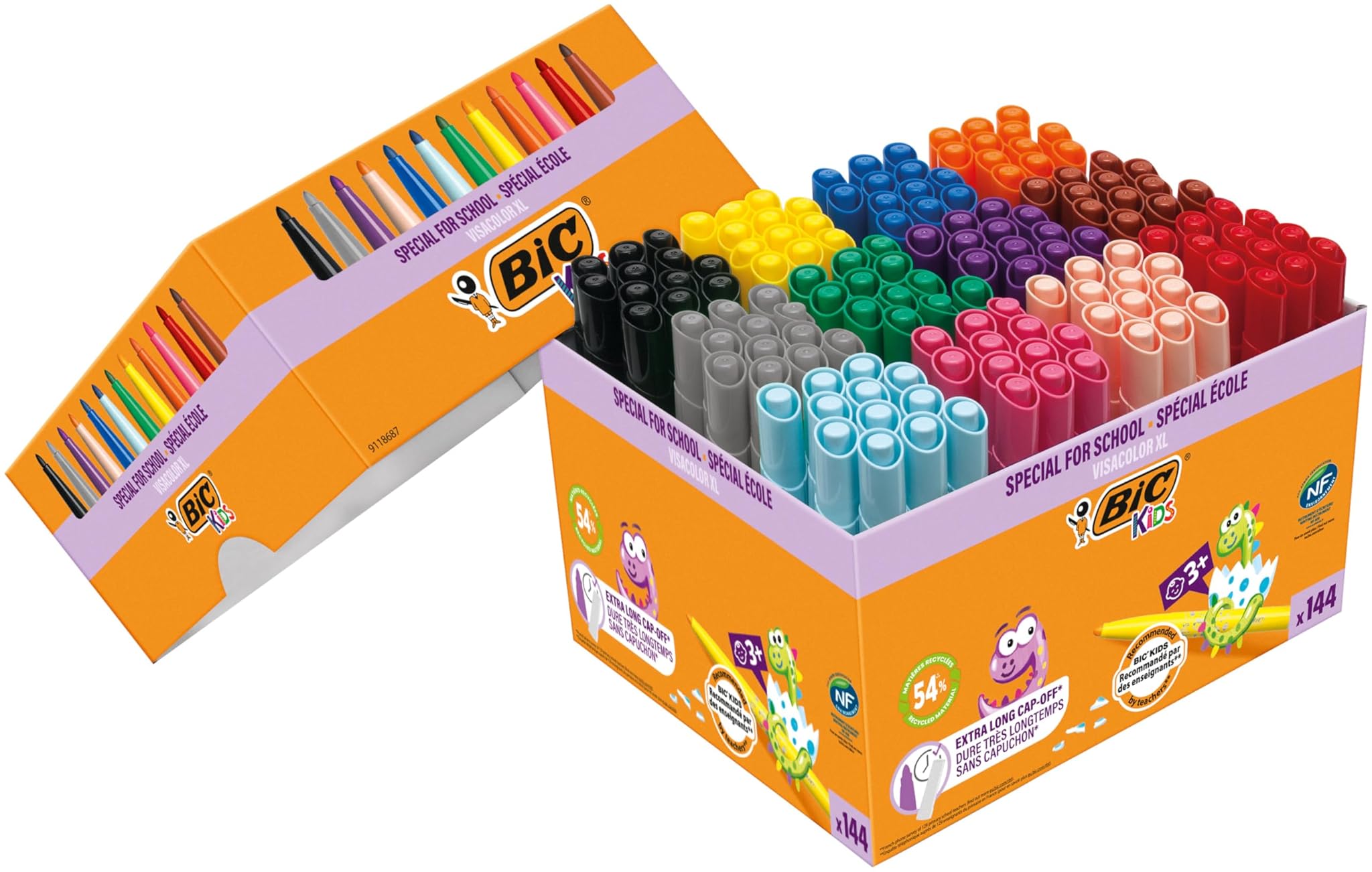 BIC Kids Visacolor XL - Confezione da 144 pennarelli colorati