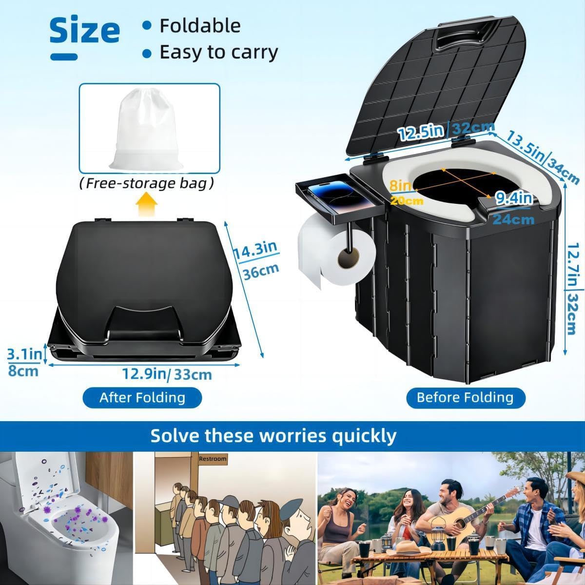 WC da campeggio pieghevole max 200 kg - immagine 5