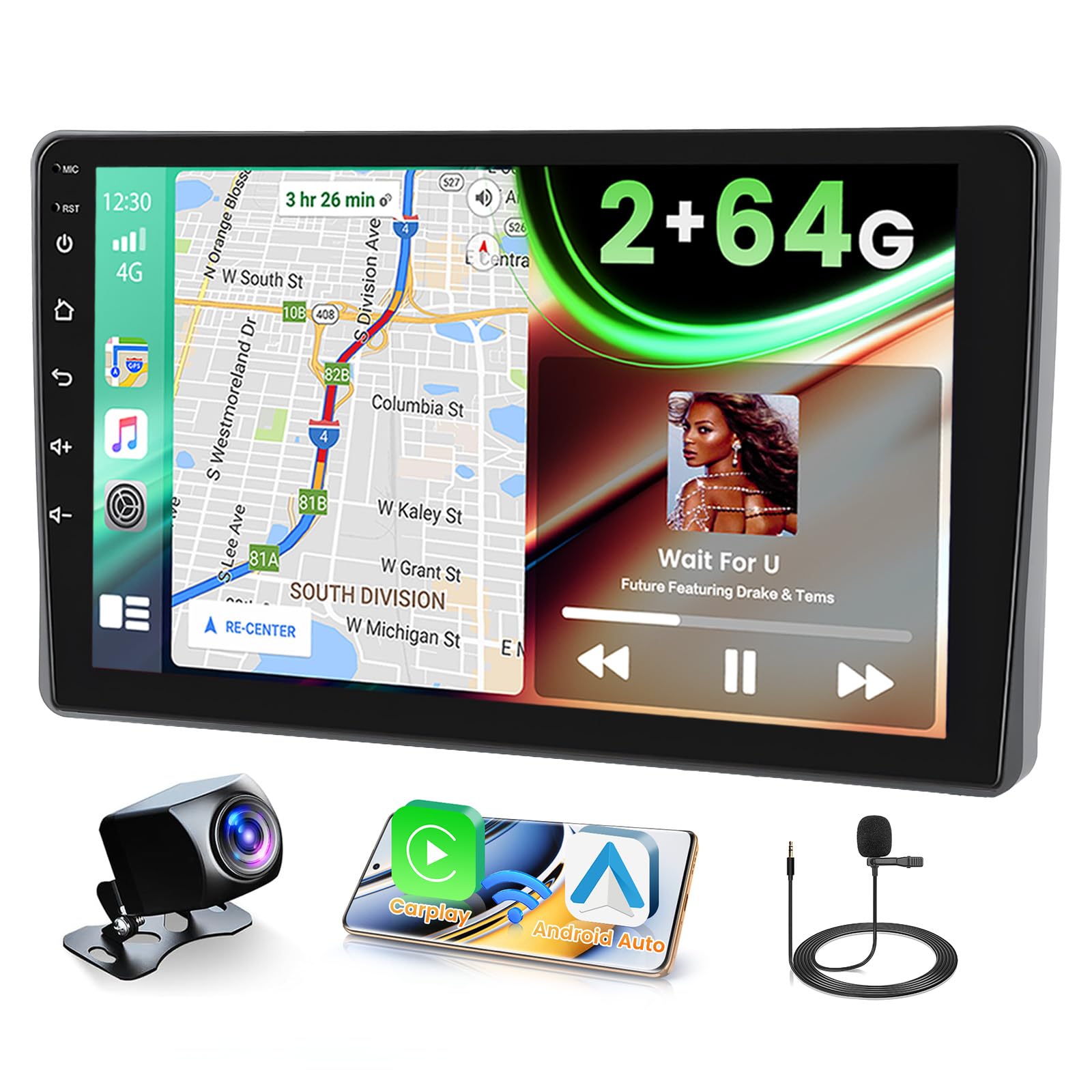 Fuluku Autoradio Android per FIAT Panda 2003-2012 9'' 2+64G
