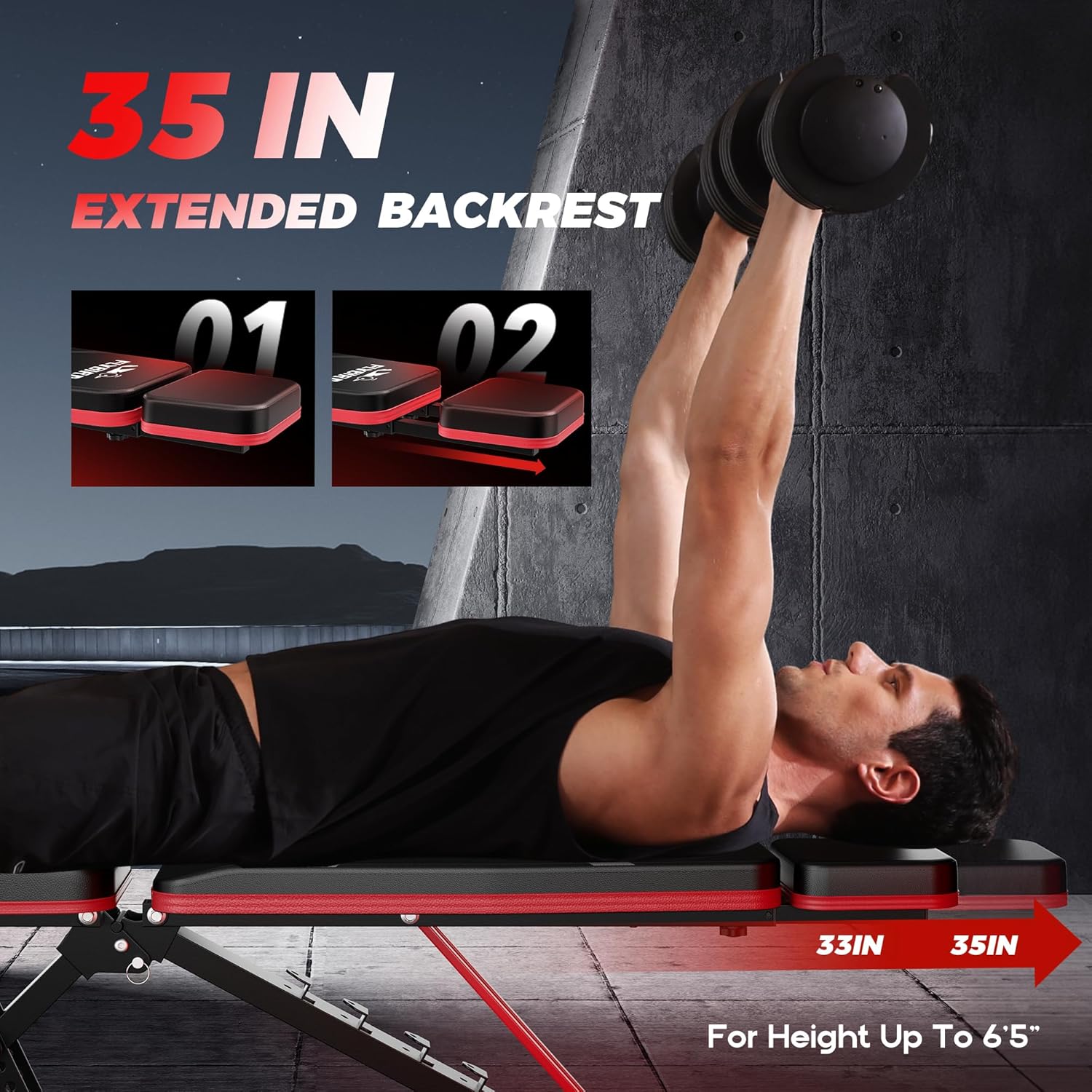 Flybird Panca Pesi Regolabile Pieghevole 340kg - immagine 2