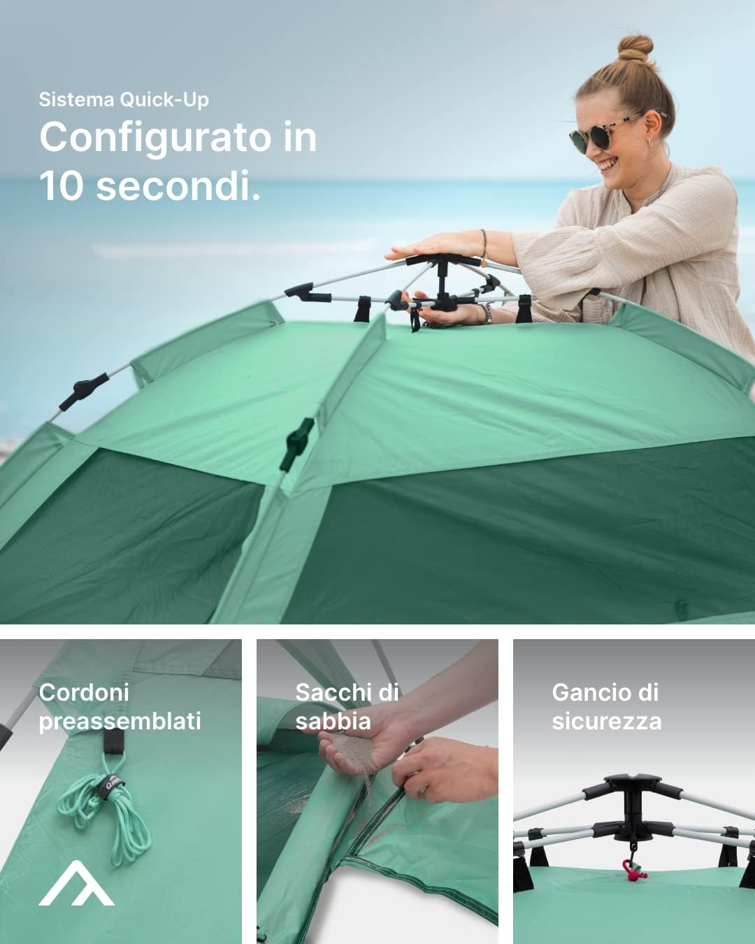 Qeedo Quick Palm Tenda da Spiaggia Montaggio Rapido - immagine 3