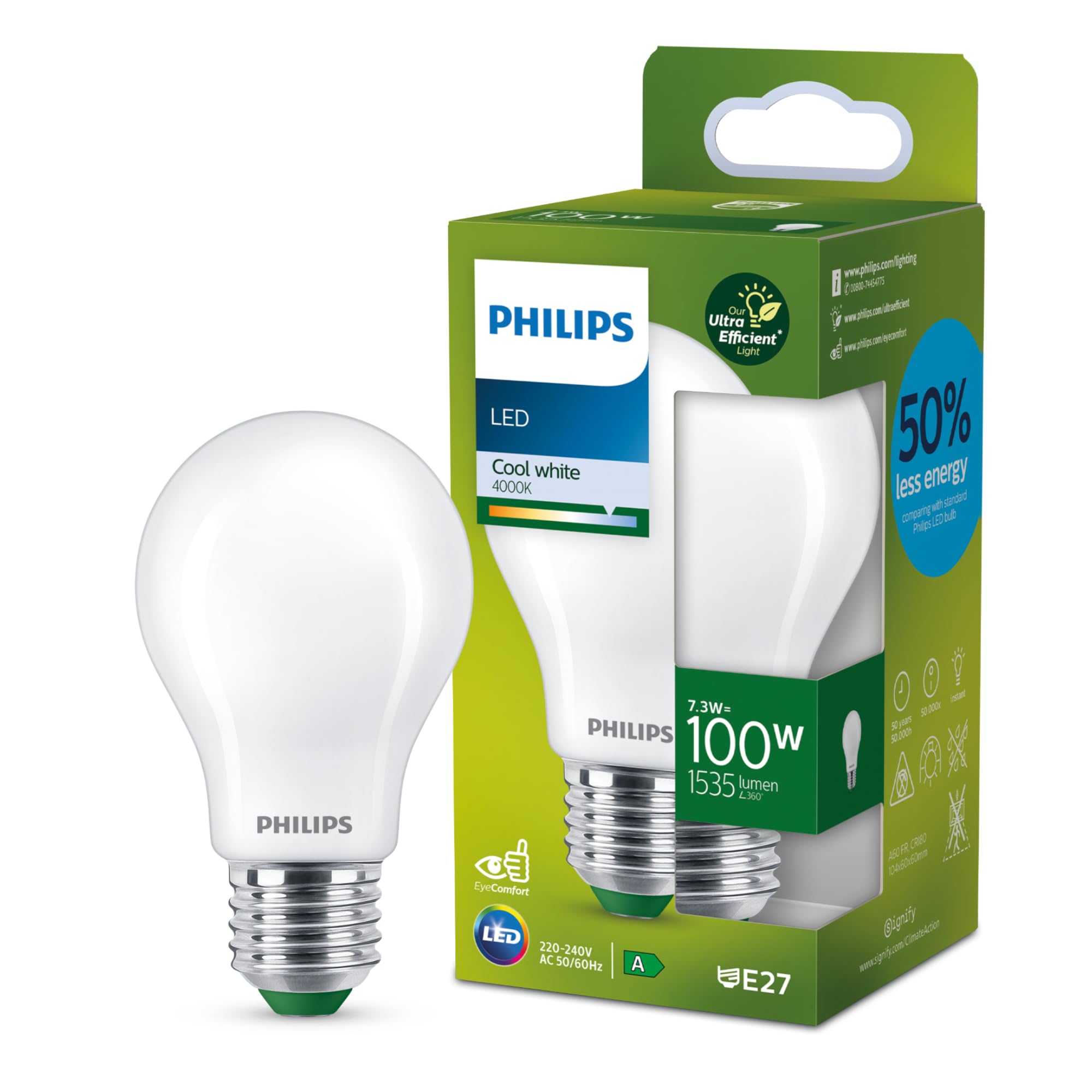 Philips LED Lampadina Goccia Vetro Smerigliato 100W E27