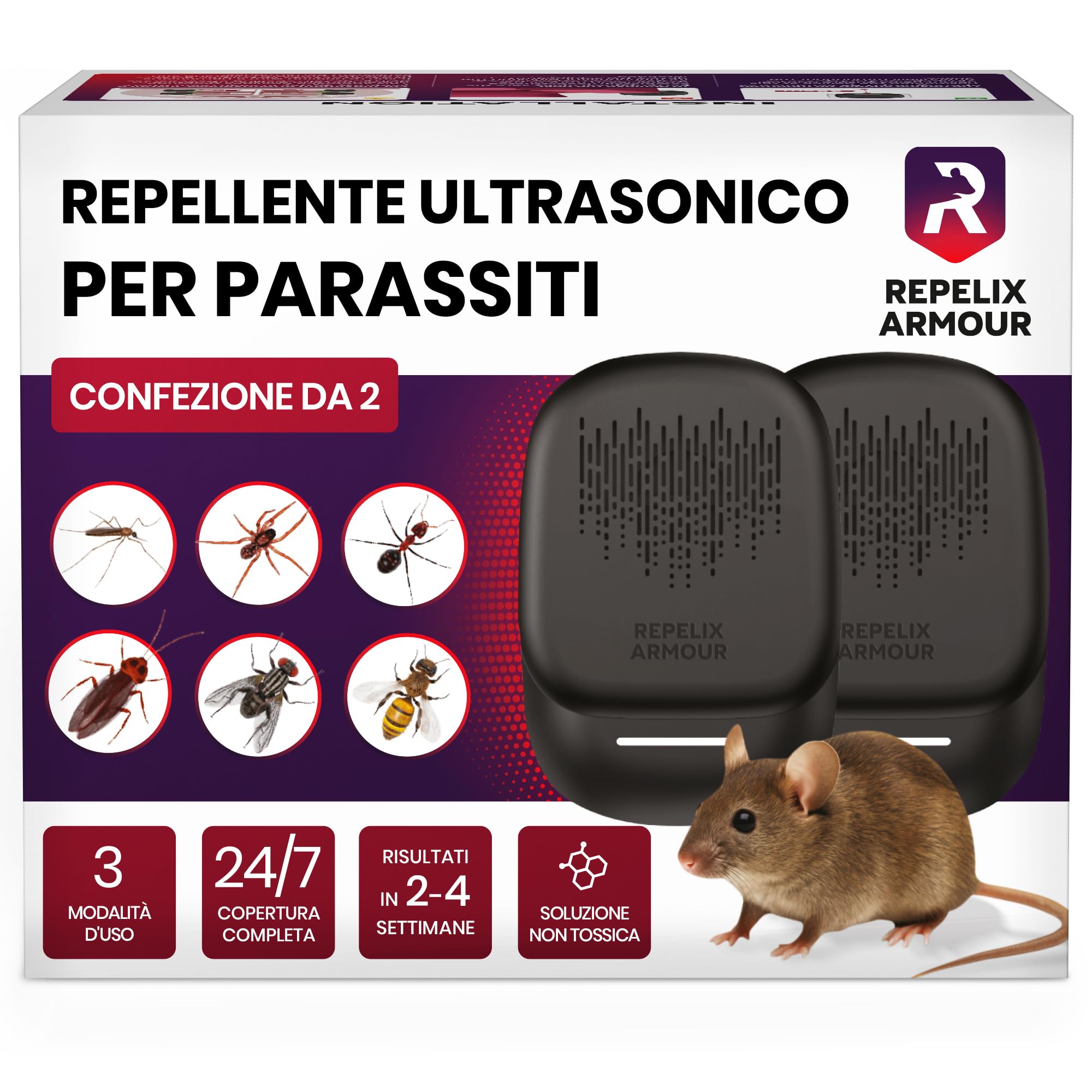Repellente Ultrasuoni per Parassiti da Interno (2 pezzi)