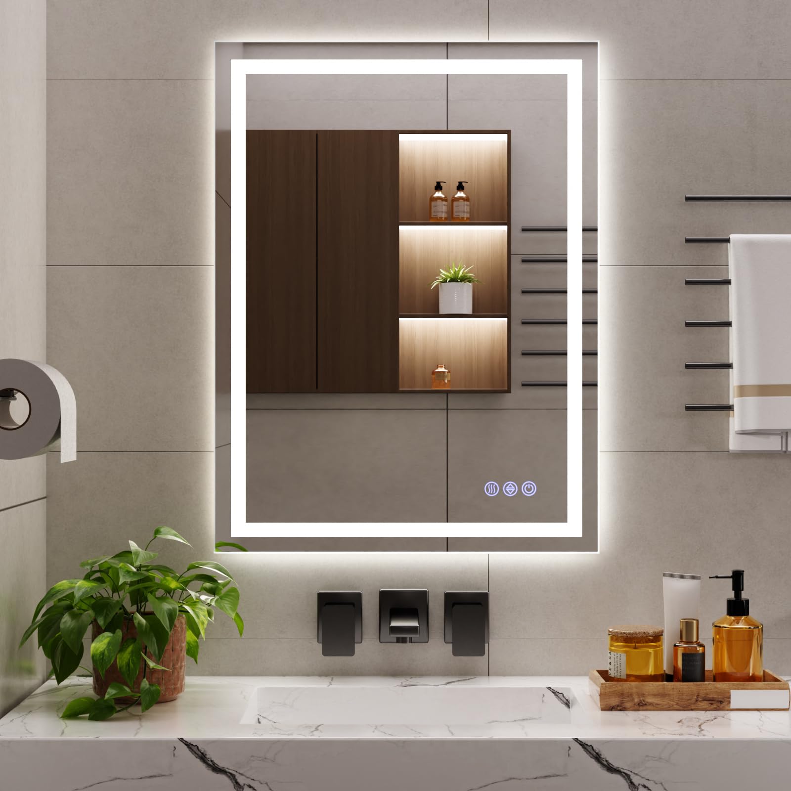 Koonmi Specchio da Bagno LED 80x60 cm