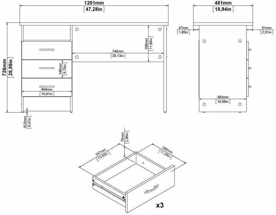 Dmora Scrivania Priscille Multiuso 120x48 h72 cm, Bianco - immagine 2