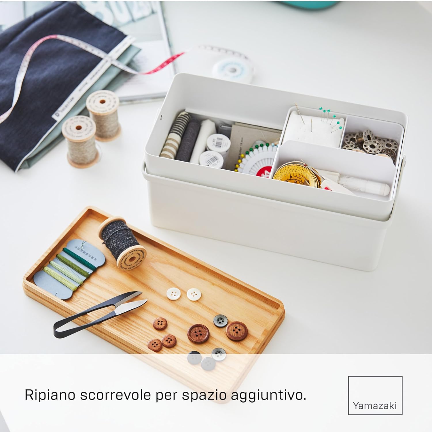 Yamazaki 5060 TOWER Sewing Box, white - immagine 3