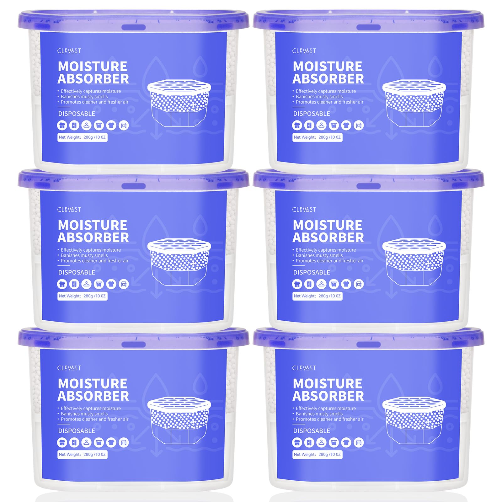 Clevast Deumidificatore Casa Muffa 6 Pezzi