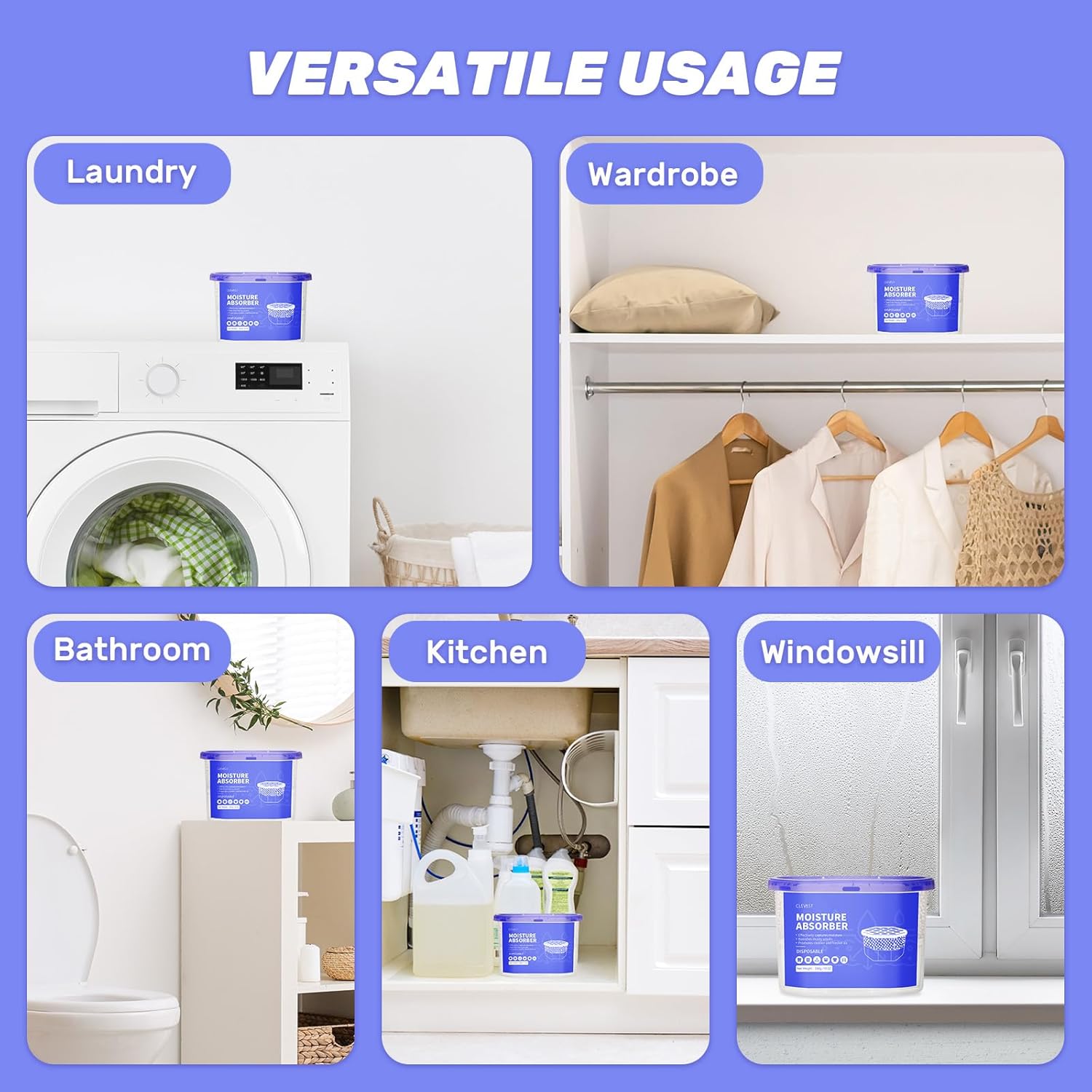 Clevast Deumidificatore Casa Muffa 6 Pezzi - immagine 4