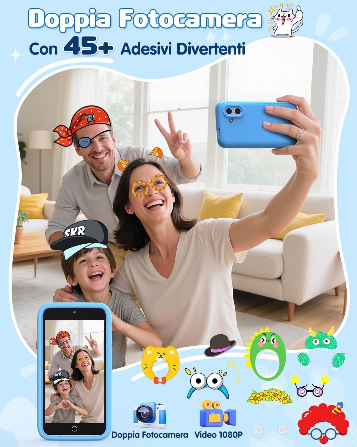 Telefono Giocattolo per Bambini 3.97" (Blu-E) - immagine 5