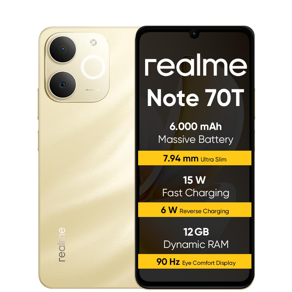 Realme Note 70T Smartphone 4+256 GB, Oro