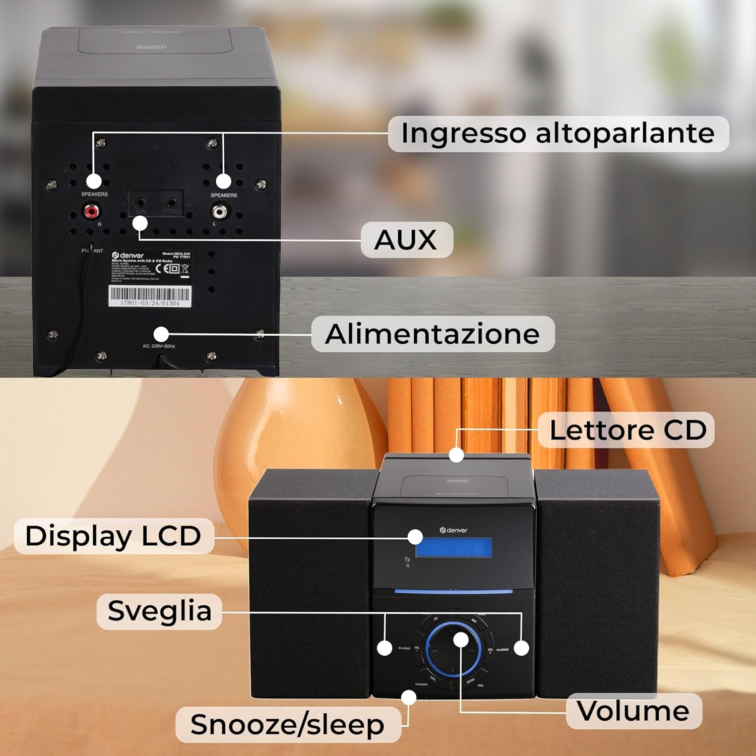 Denver MCA-240 - Impianto Stereo Casa con CD HiFi - immagine 6