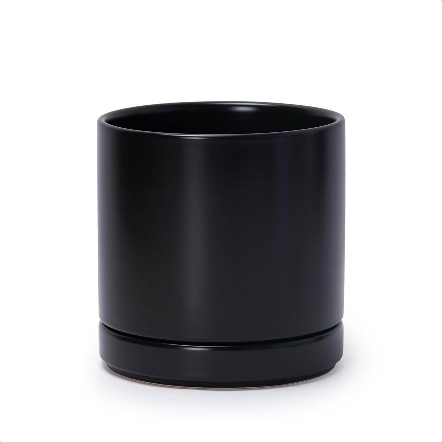 D'vine Dev Vaso Ceramica Rotondo 15,2cm, Nero - immagine 1