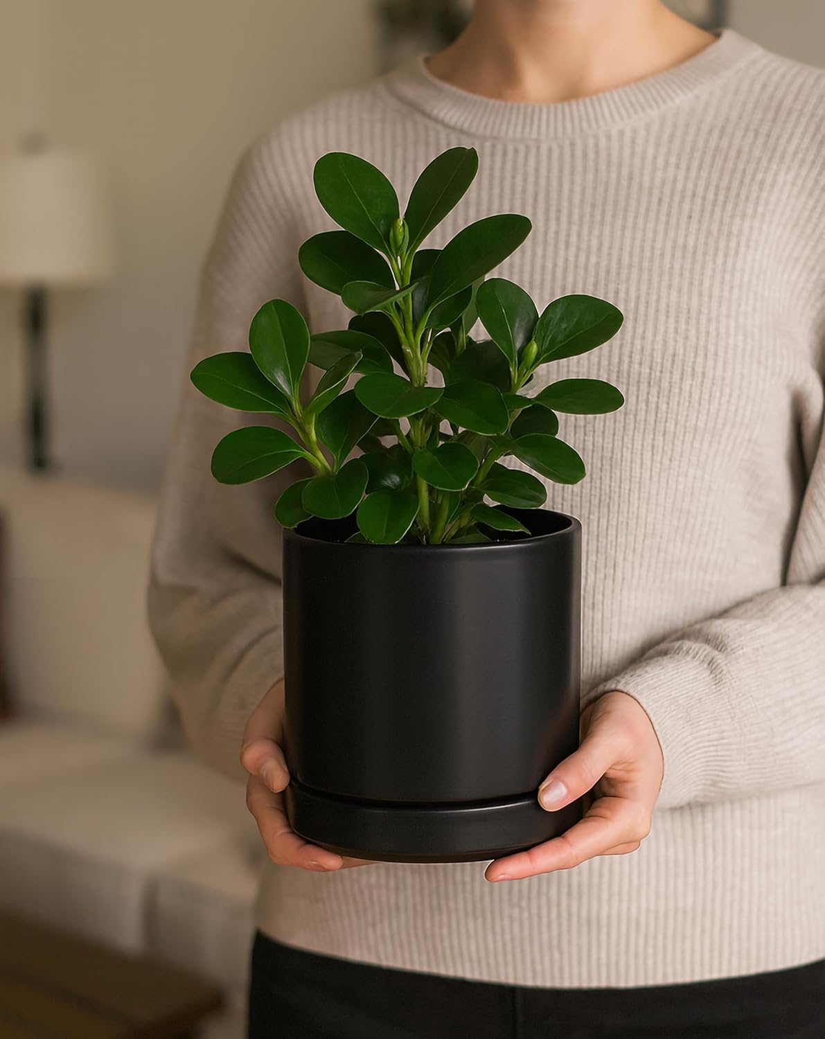 D'vine Dev Vaso Ceramica Rotondo 15,2cm, Nero - immagine 2