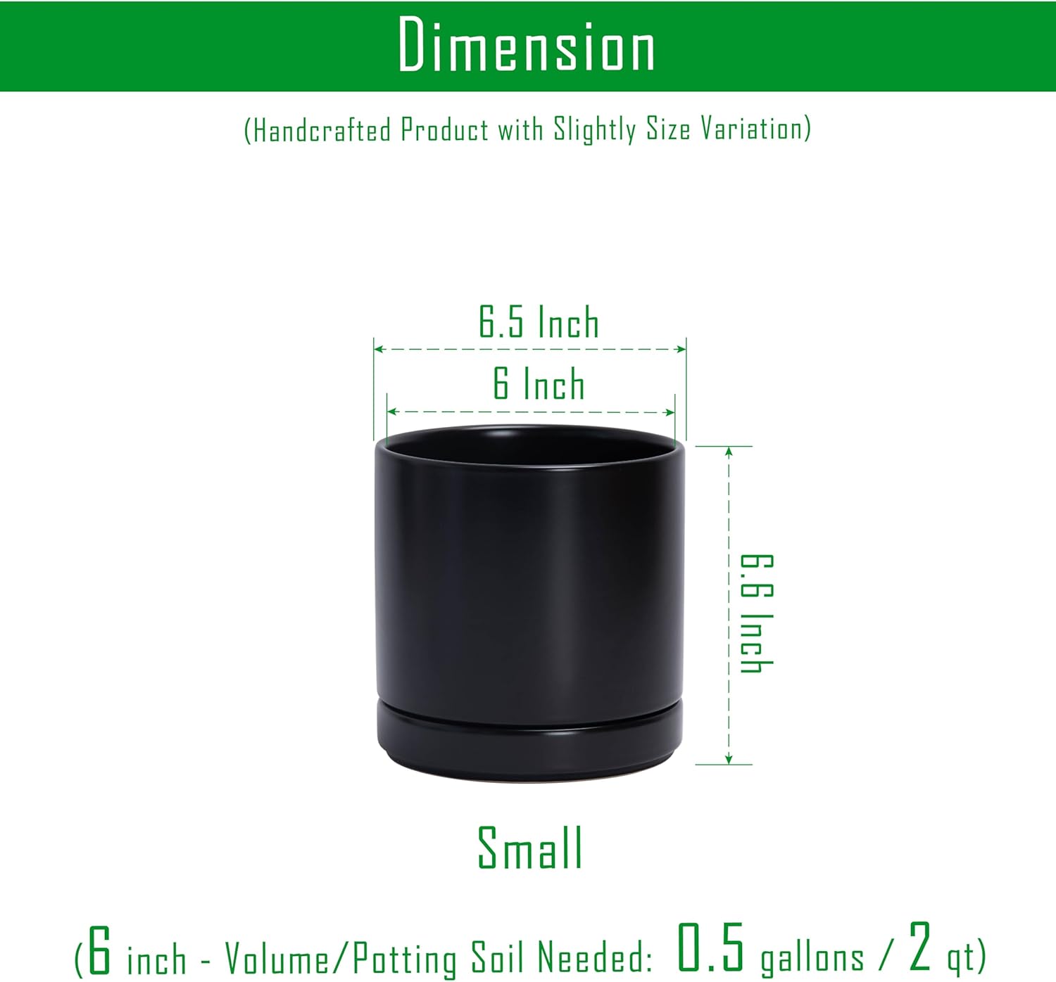 D'vine Dev Vaso Ceramica Rotondo 15,2cm, Nero - immagine 3