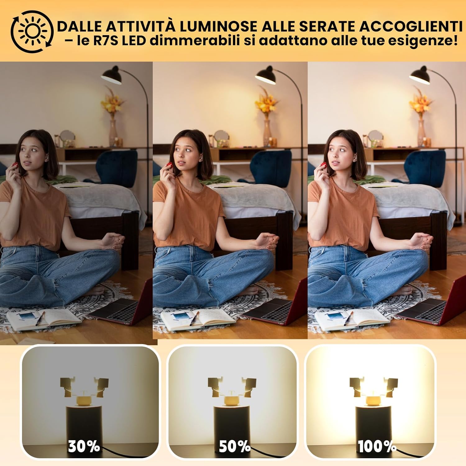 Lamptobe 10W Lampadine LED R7s 78mm Dimmerabile (2 Pezzi) - immagine 4