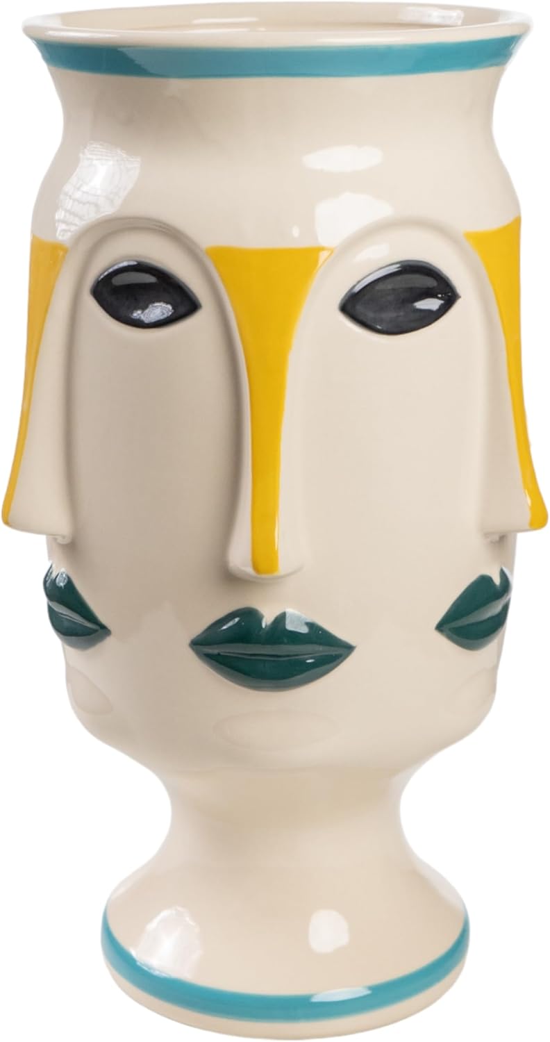 FLORERO CARAS CERAMICA COLORES