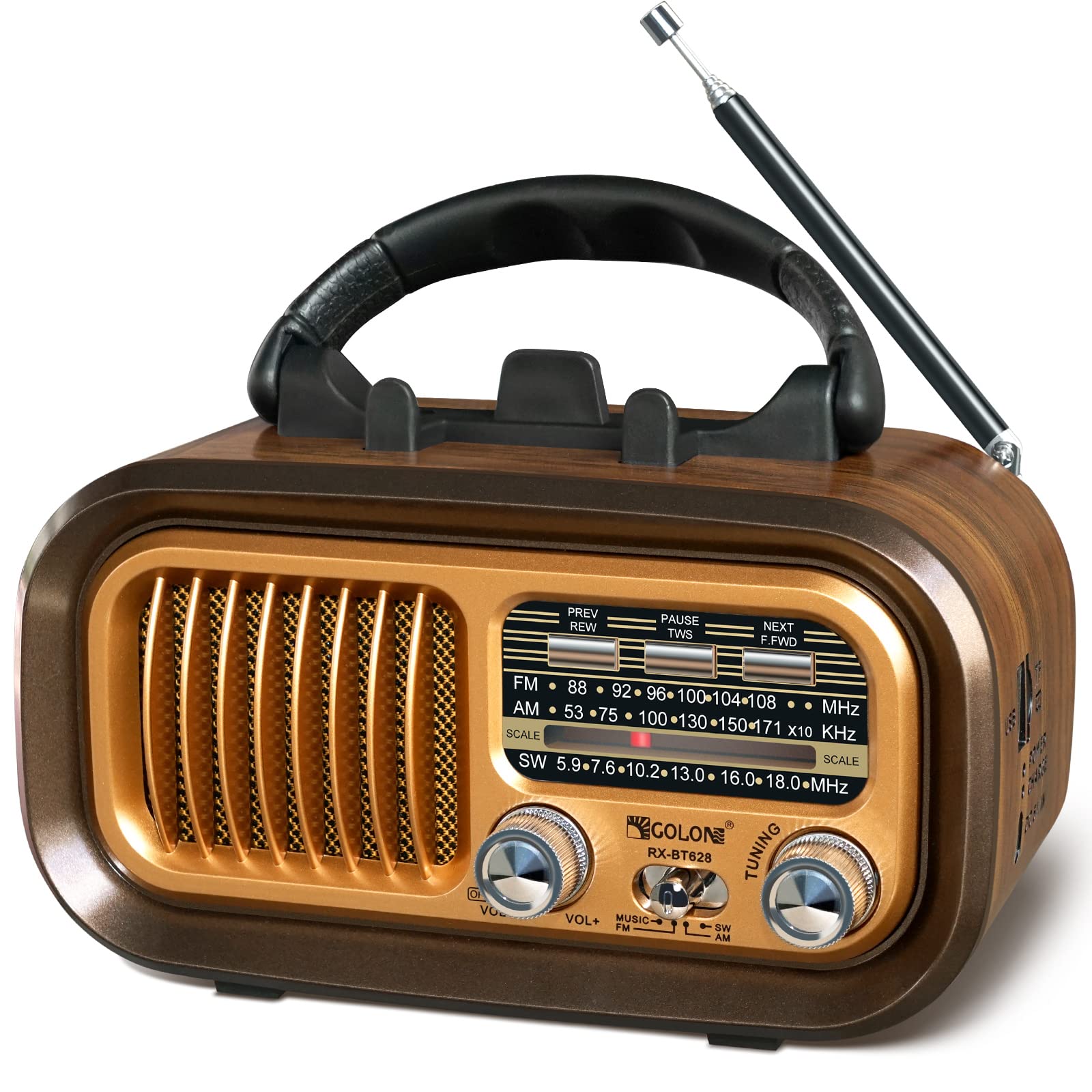 Radio Portatile Vintage FM/AM/SW con Bluetooth
