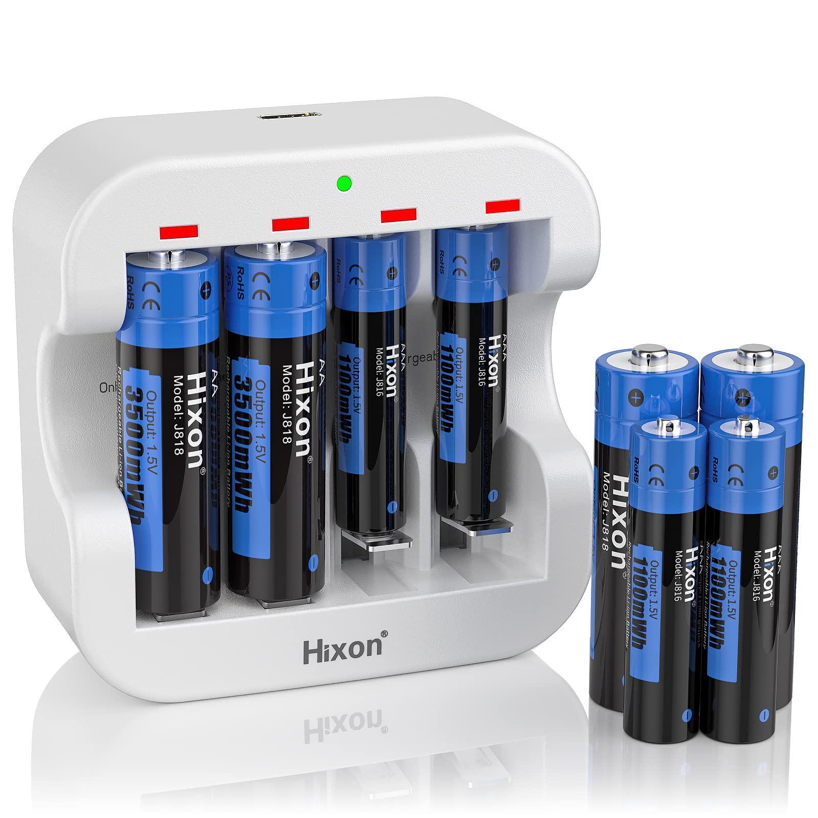 Hixon Batterie Ricaricabili AA AAA 1.5V con Caricabatterie