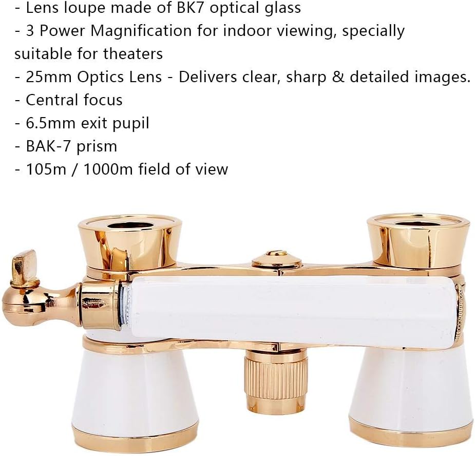 Binocolo da Teatro 3X25 - Telescopio Portatile, Bianca - immagine 6