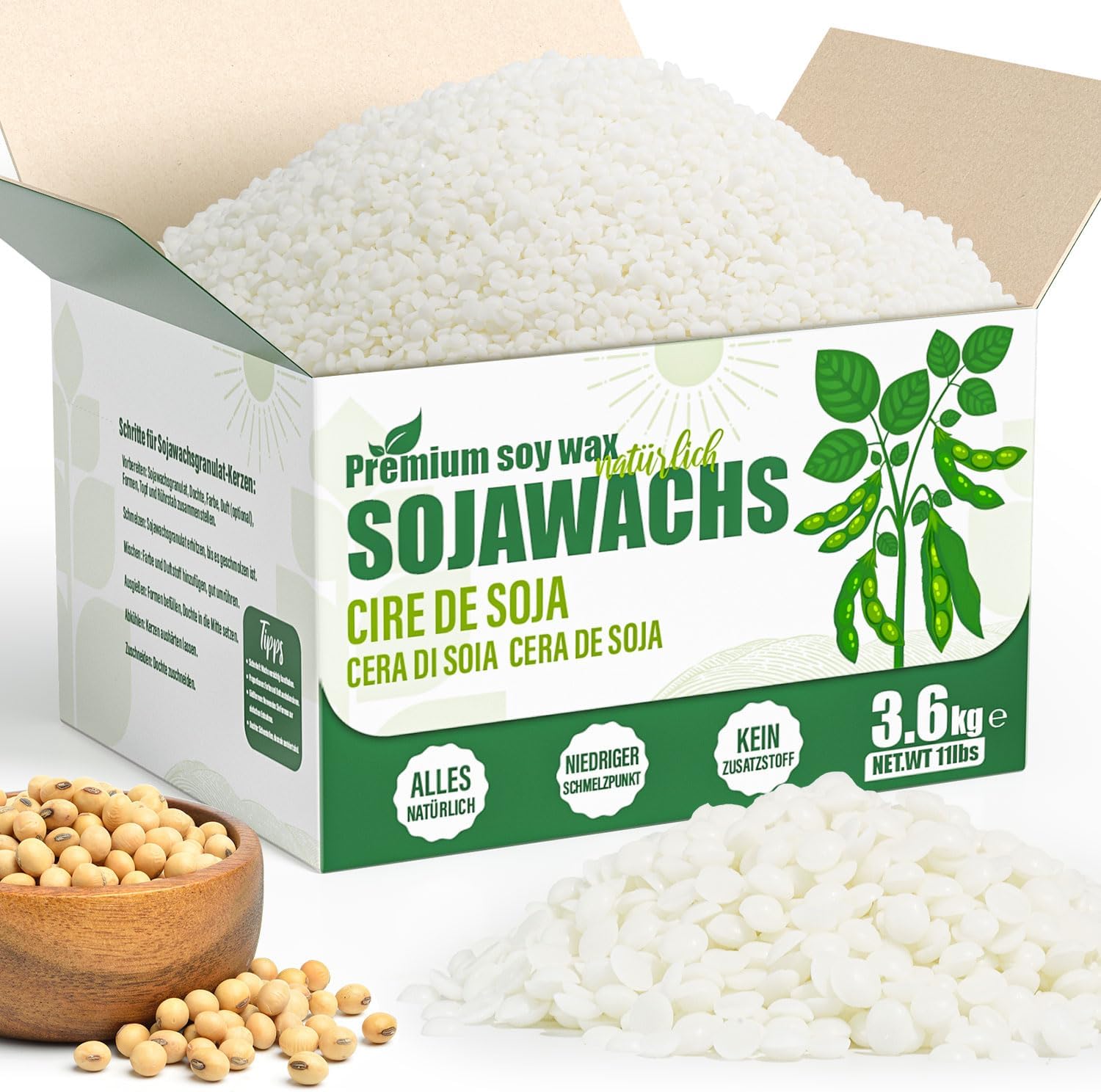 VEGISHINE Cera di Soia Naturale per Candele Fai da Te