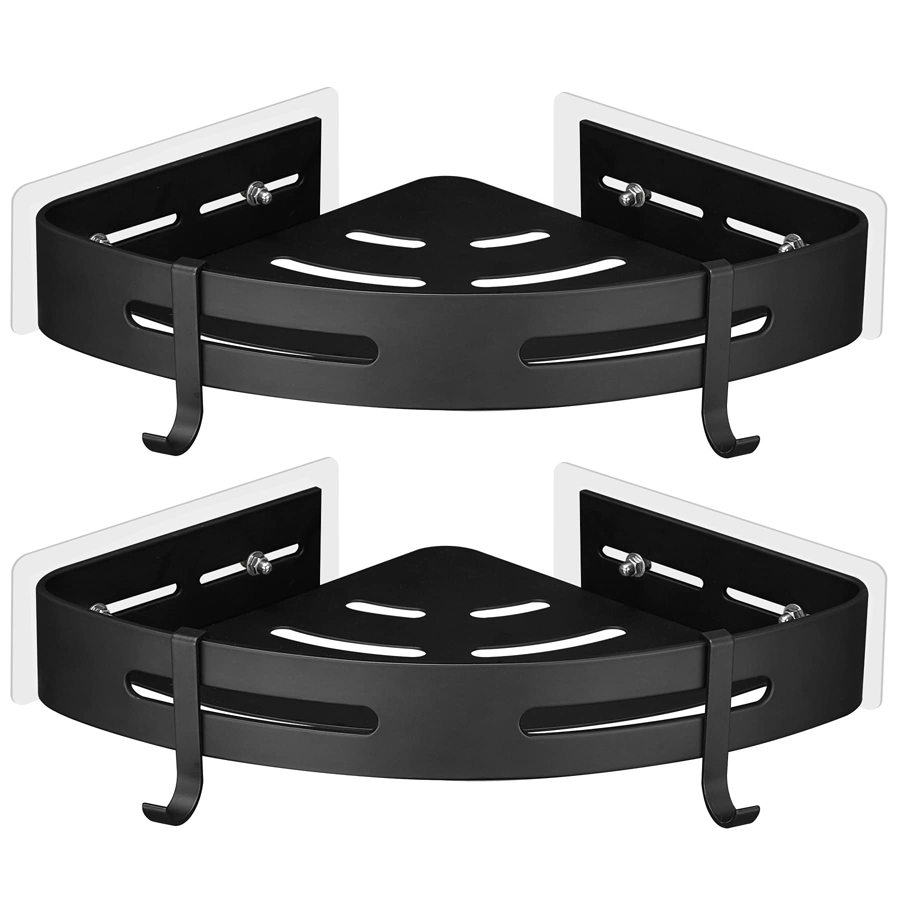 Gricol Mensola Doccia Angolare Senza Foratura, 2 Pezzi Neri