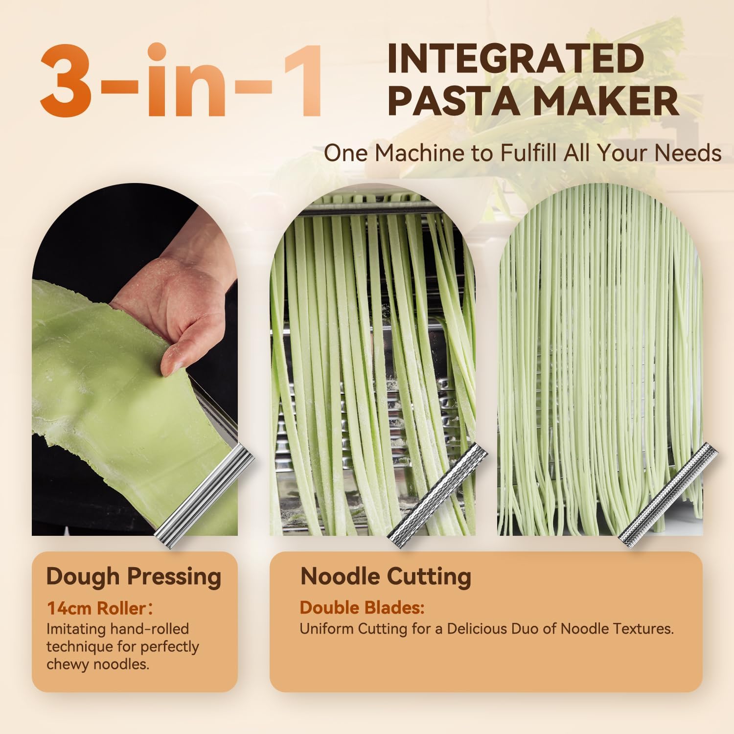 Moongiantgo Macchina per la Pasta Elettrica in Acciaio Inox - immagine 3