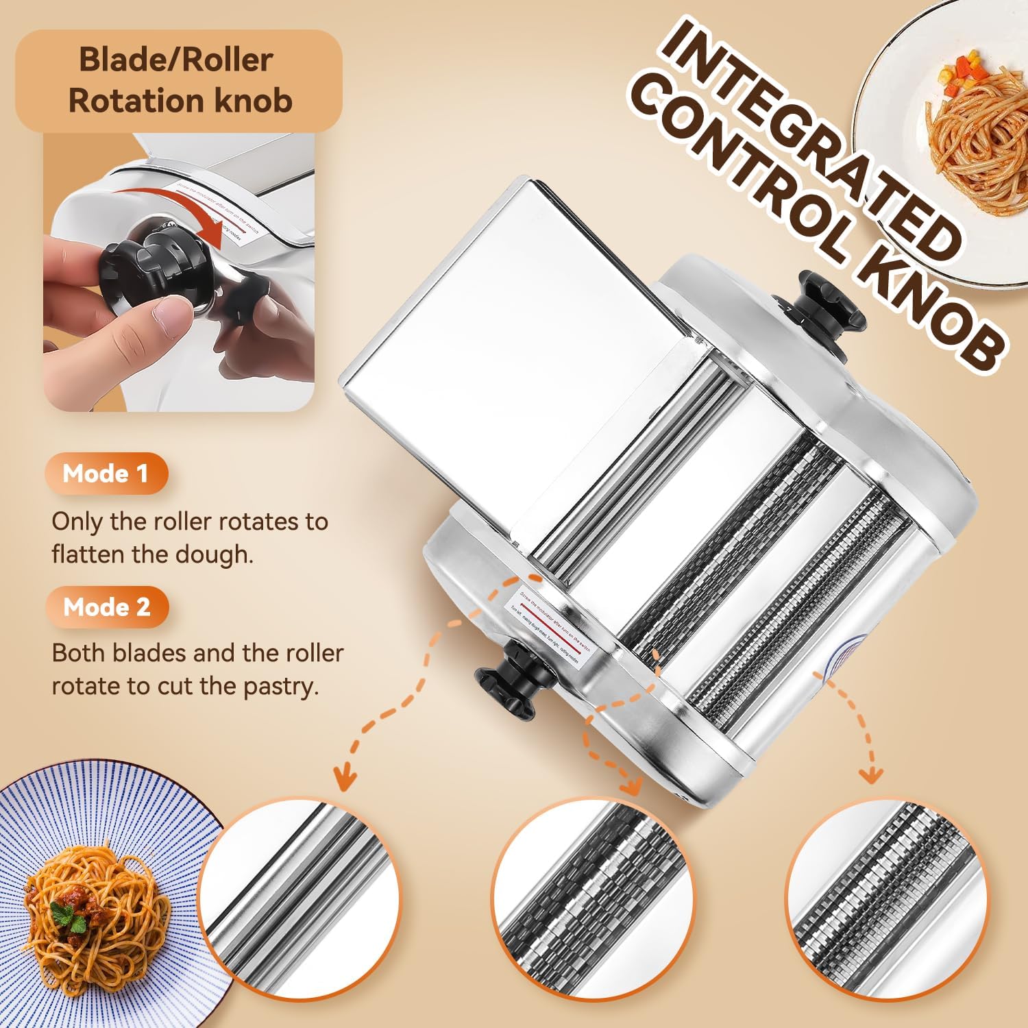 Moongiantgo Macchina per la Pasta Elettrica in Acciaio Inox - immagine 4